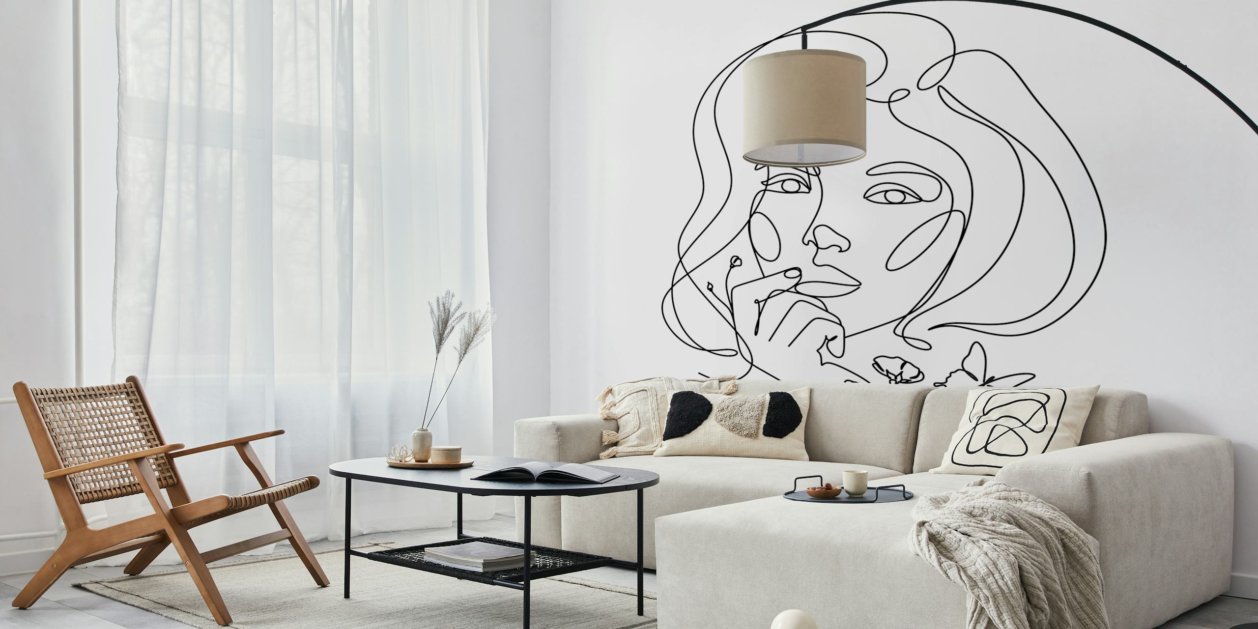Floral Face Art Design tapet i et rom