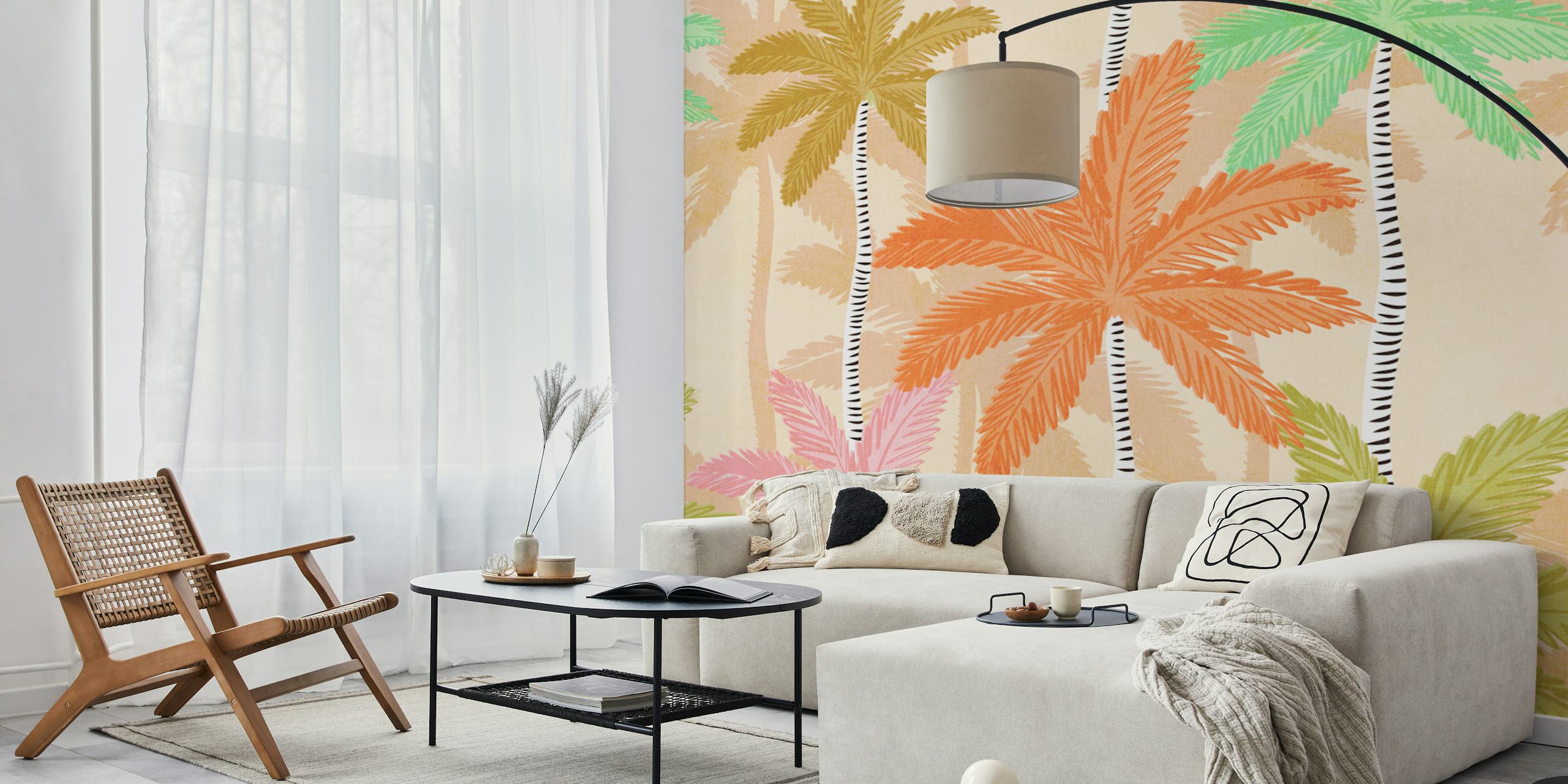 Tropical palm wallpaper in a room