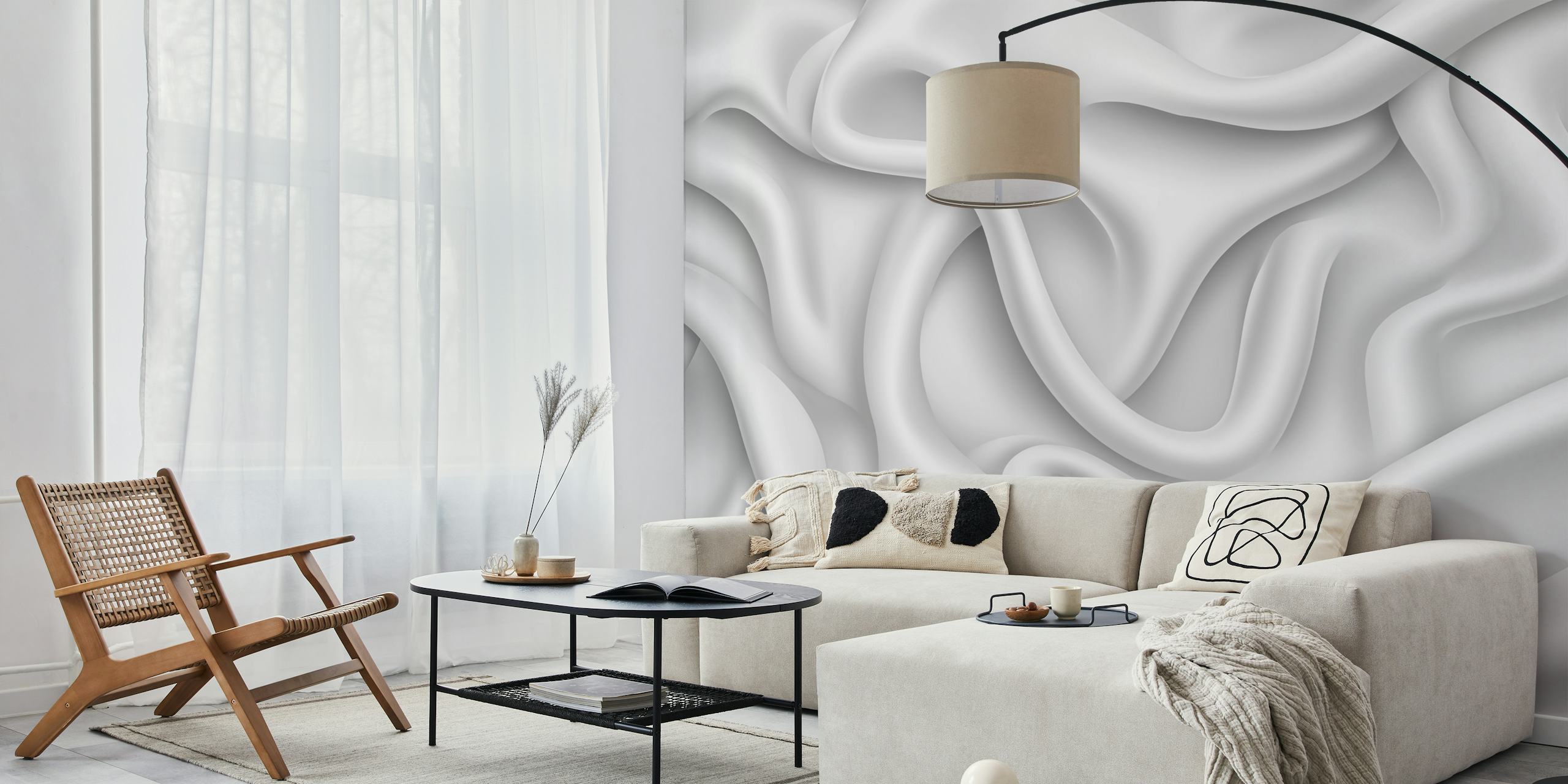 Silky Waves Design wallpaper in a modern room