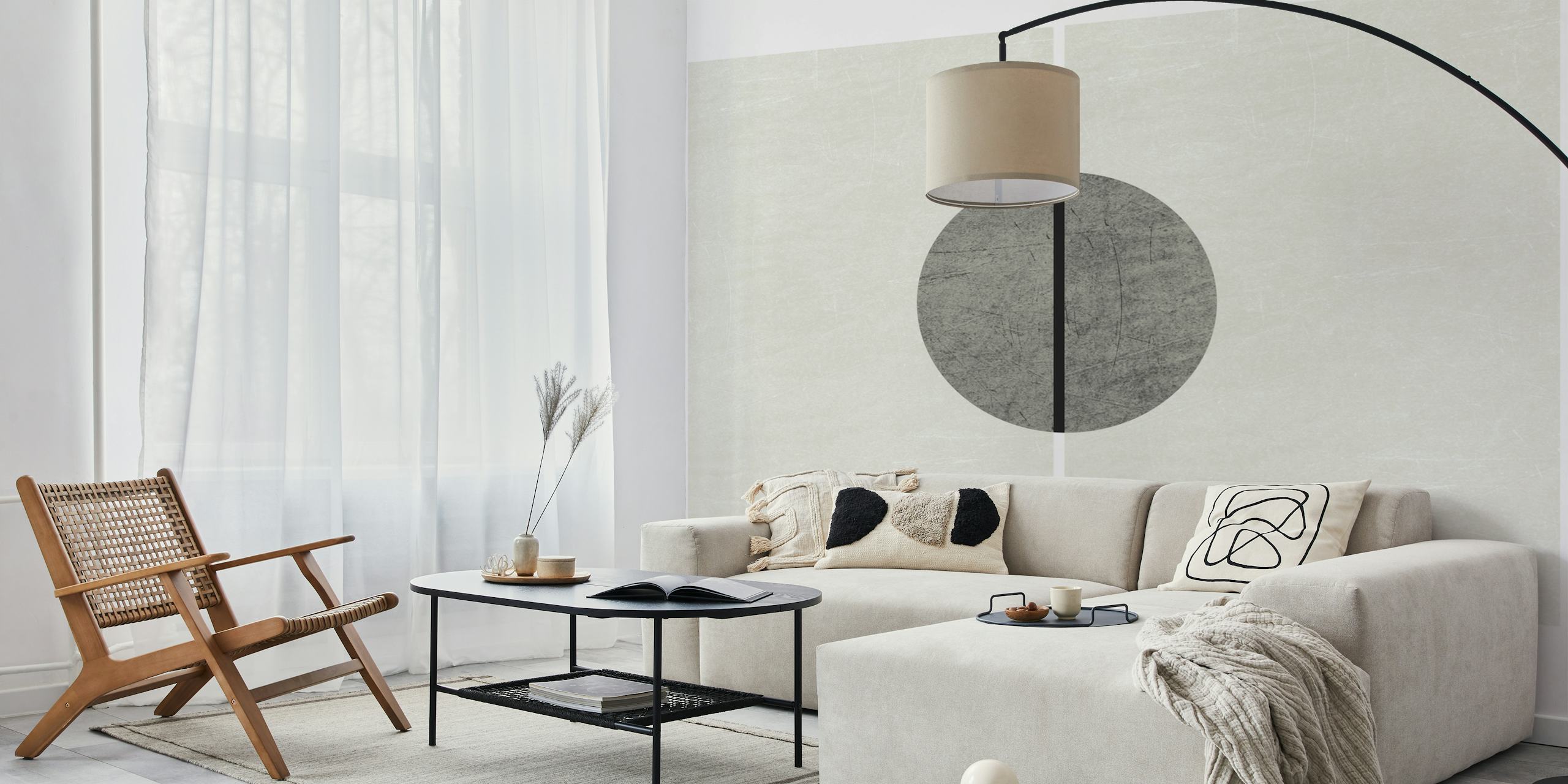 Geometric patterns in grey and white on wallpaper
