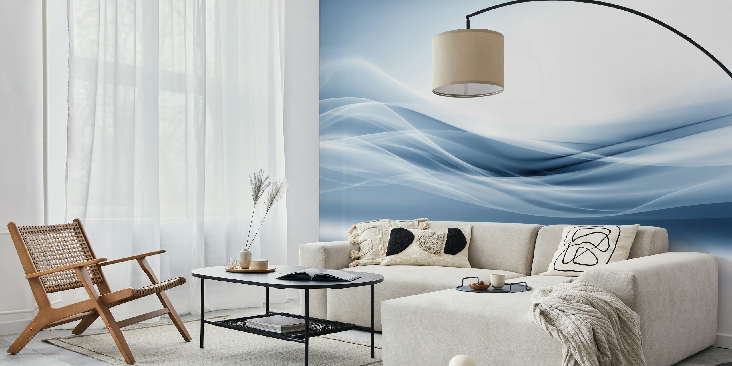 Elegant Blue Waves tapet i et rom