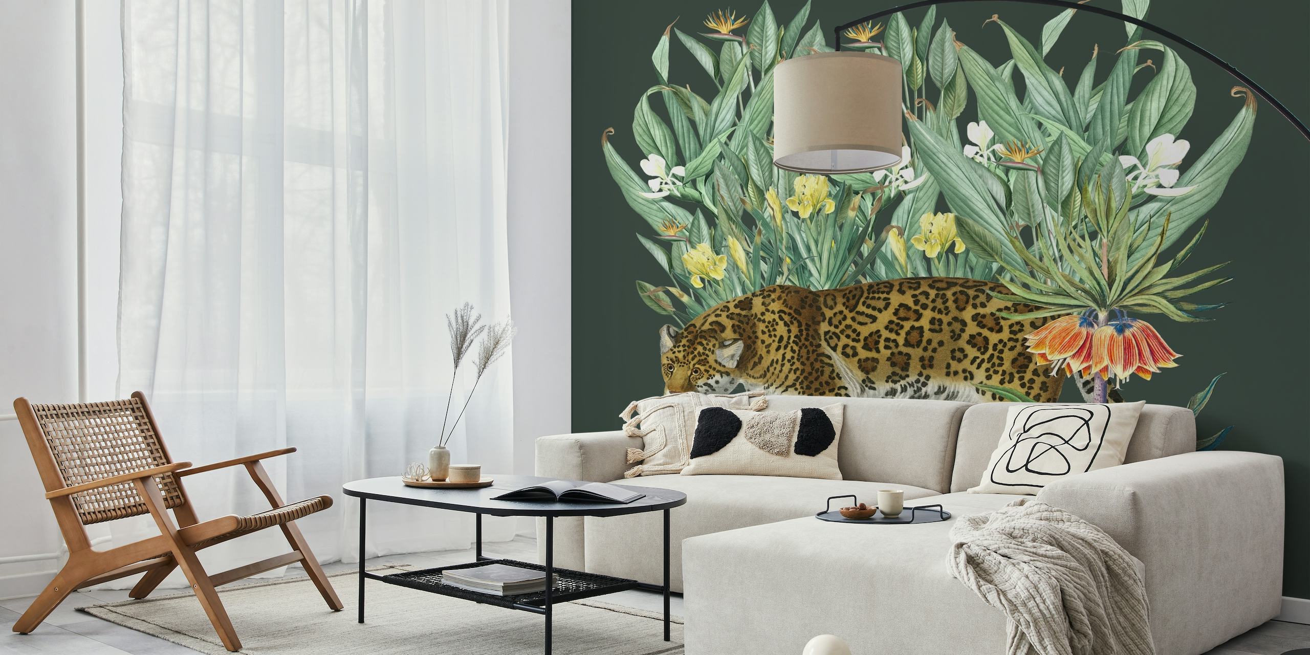 Floral Tiger Jungle Green wallpaper
