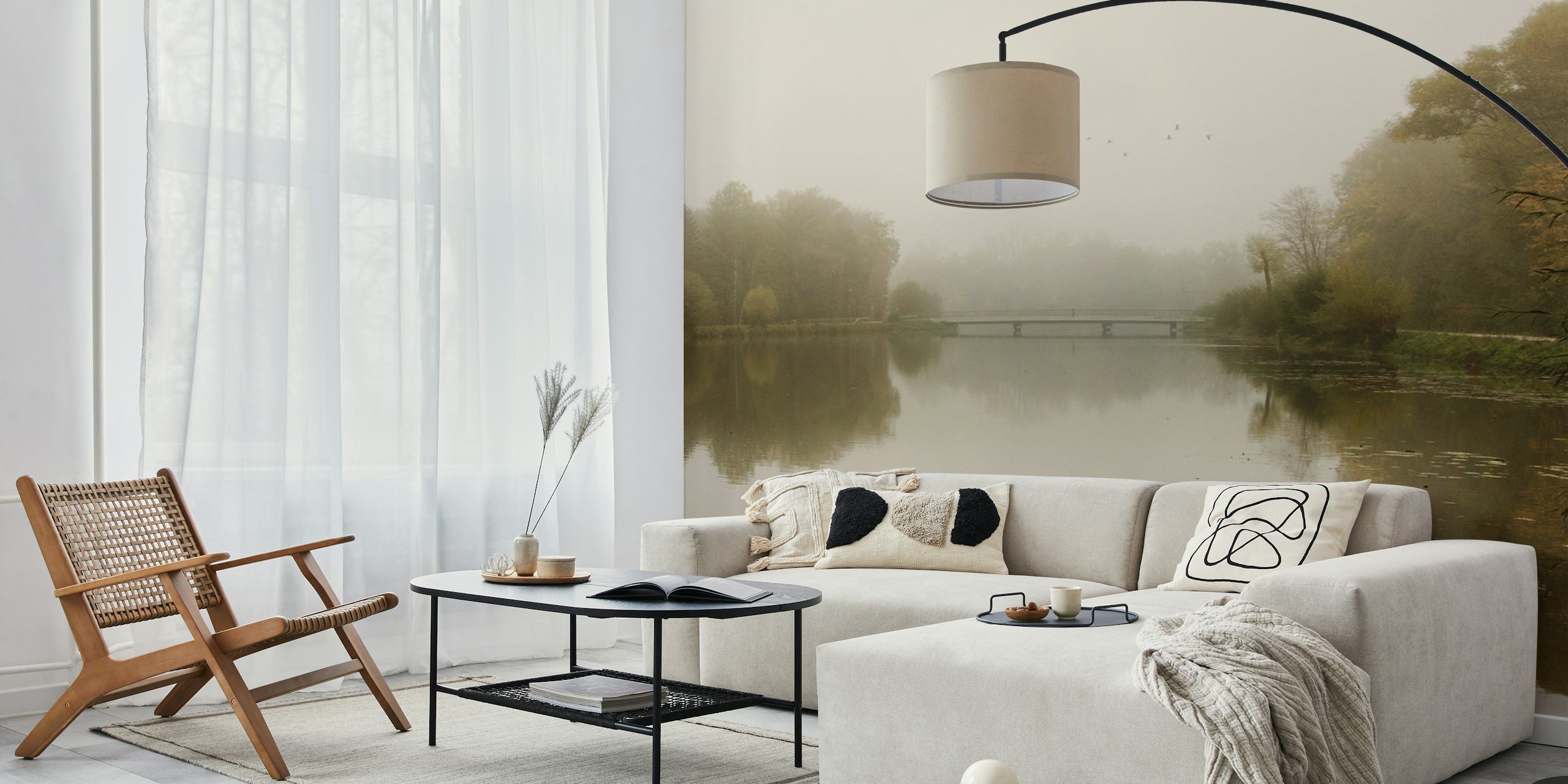 Foggy Autumn Reflection wallpaper in a room