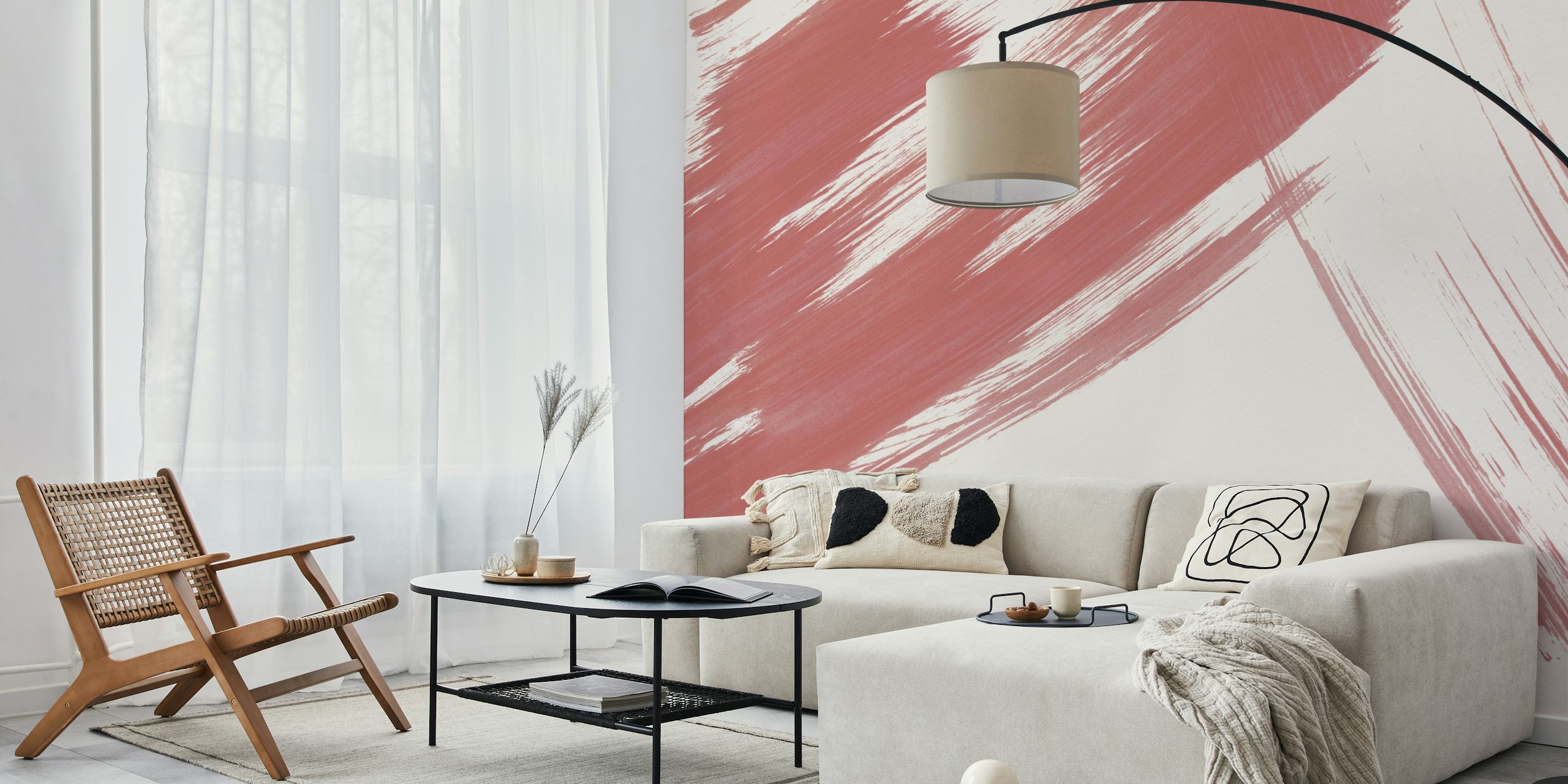Ταπετσαρία Dusty rose brushstrokes σε ένα δωμάτιο