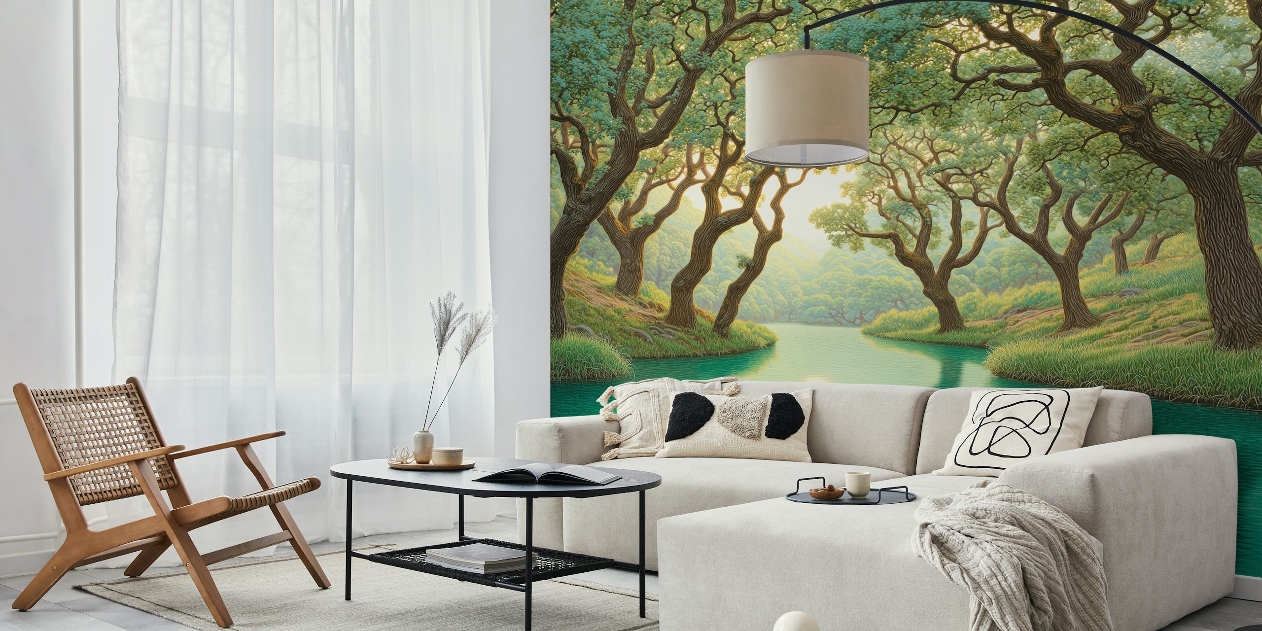 Mystical Woodland River wallpaper in a room