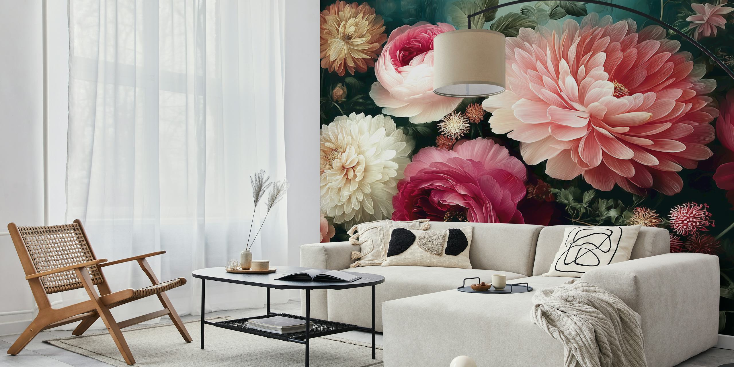 Floral Elegance Bouquet wallpaper in a room