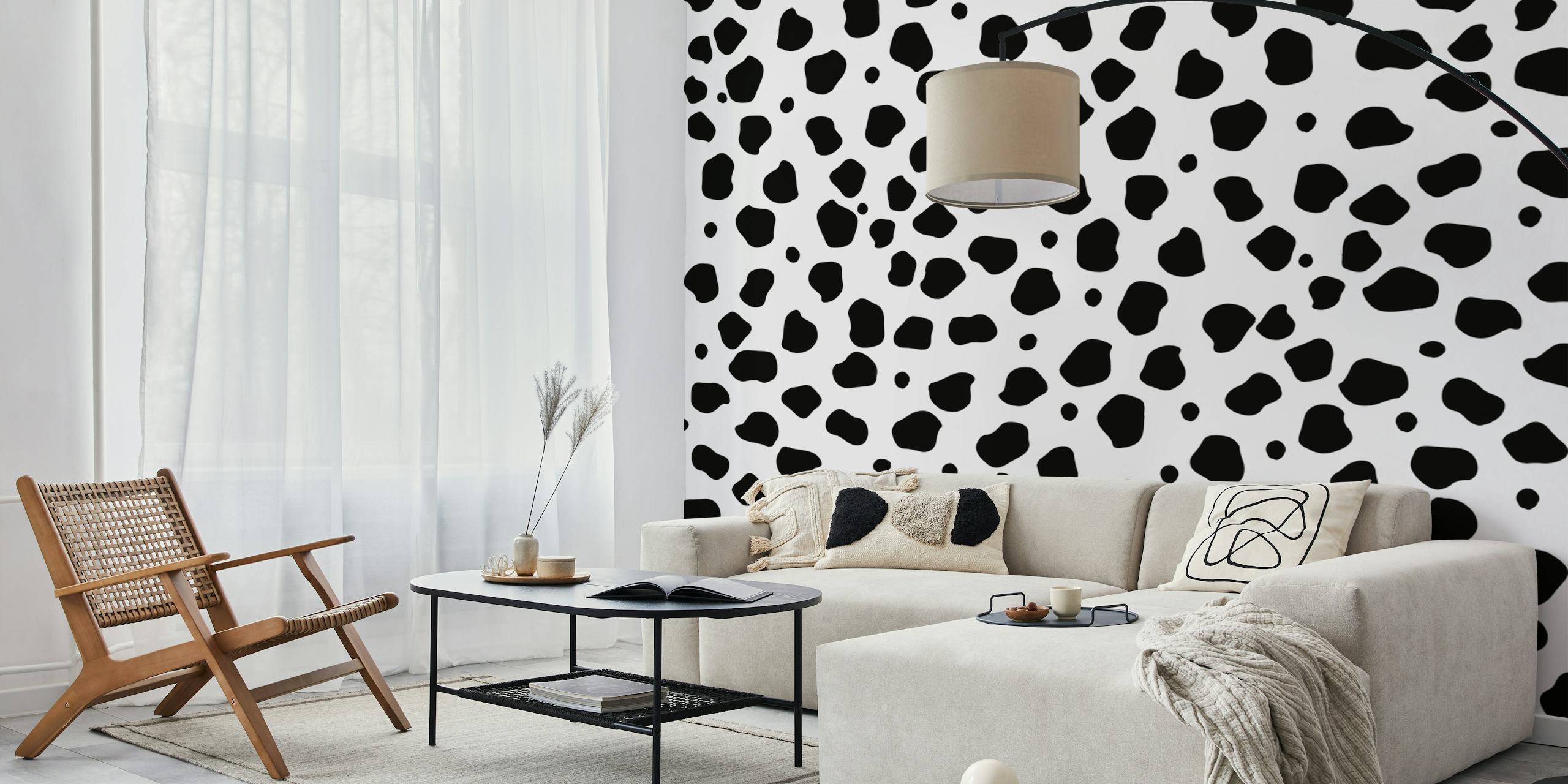 Zwart-wit cheetah print behang in de kamer