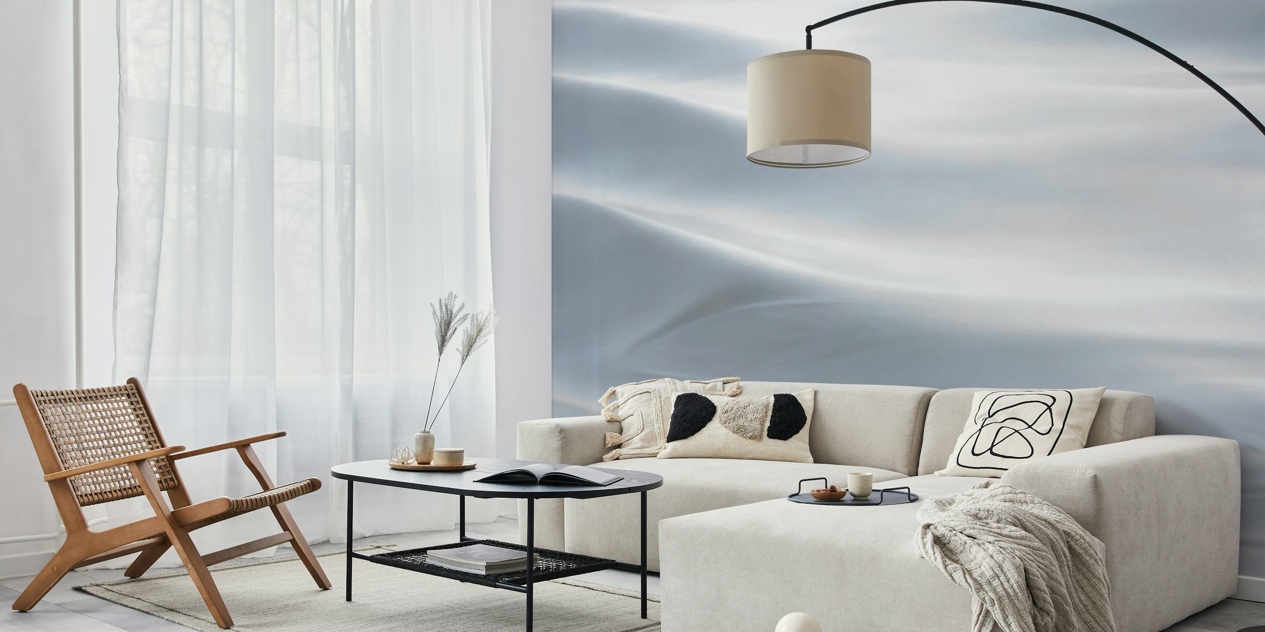 Soft silver ocean wave ripples wallpaper