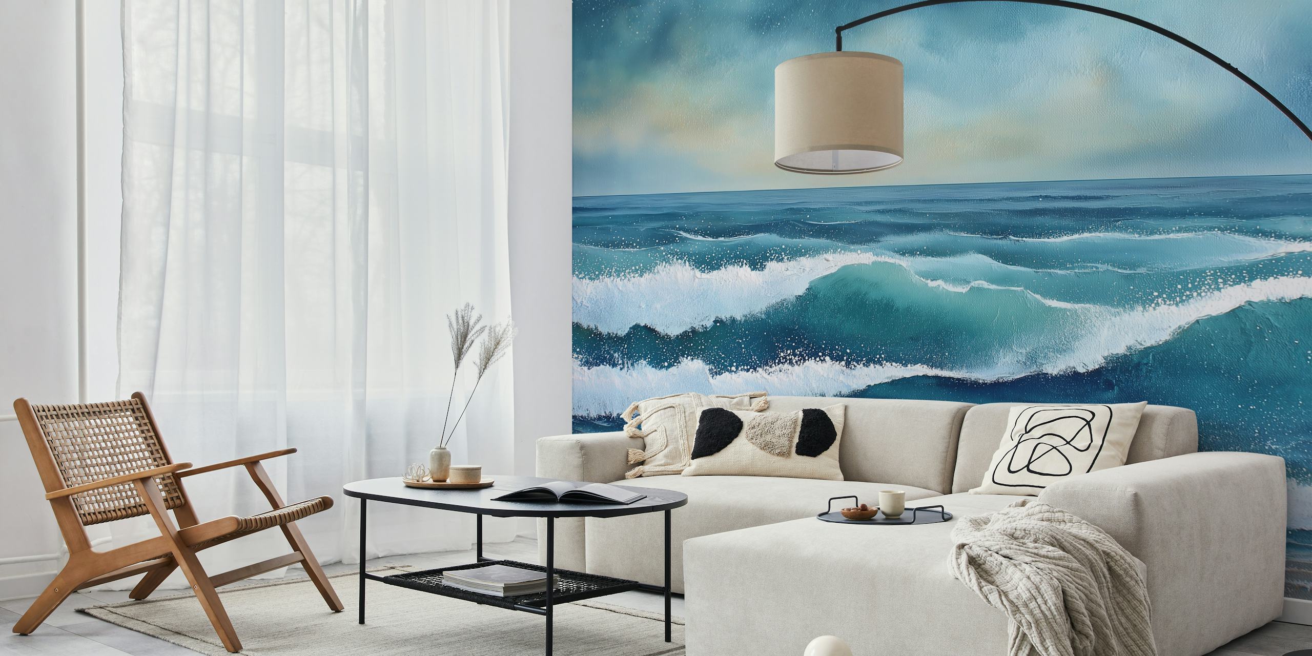 Papel pintado Serene Ocean Vibes en una habitación
