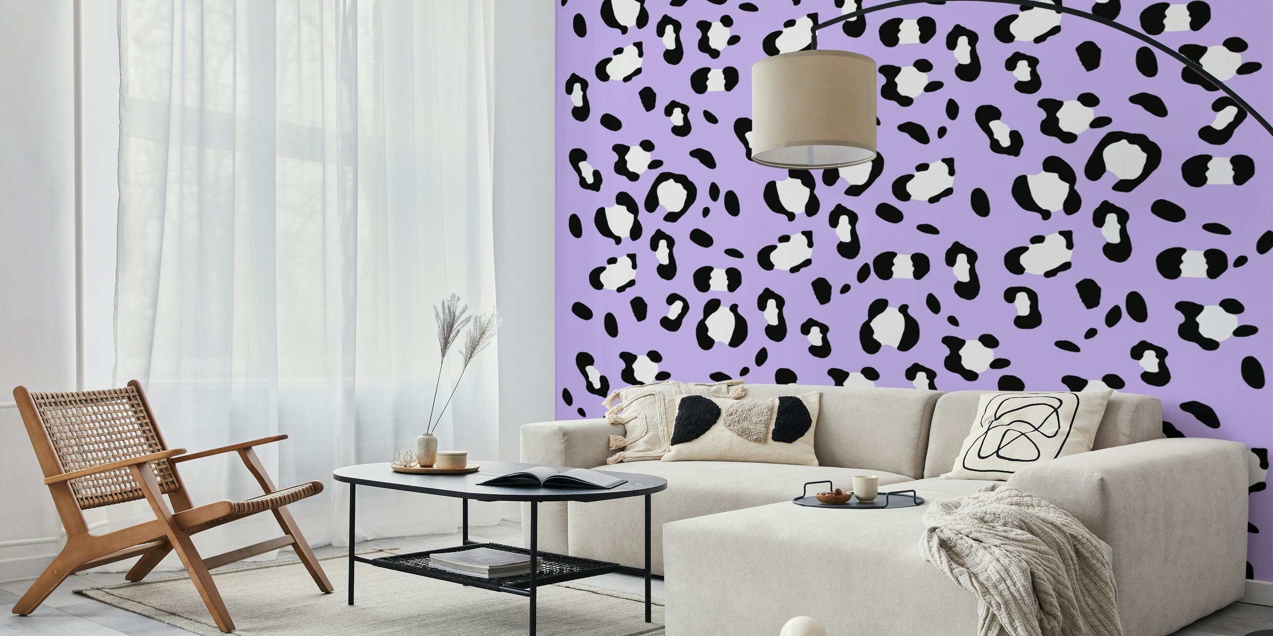 Leopard animal print wallpaper in a room