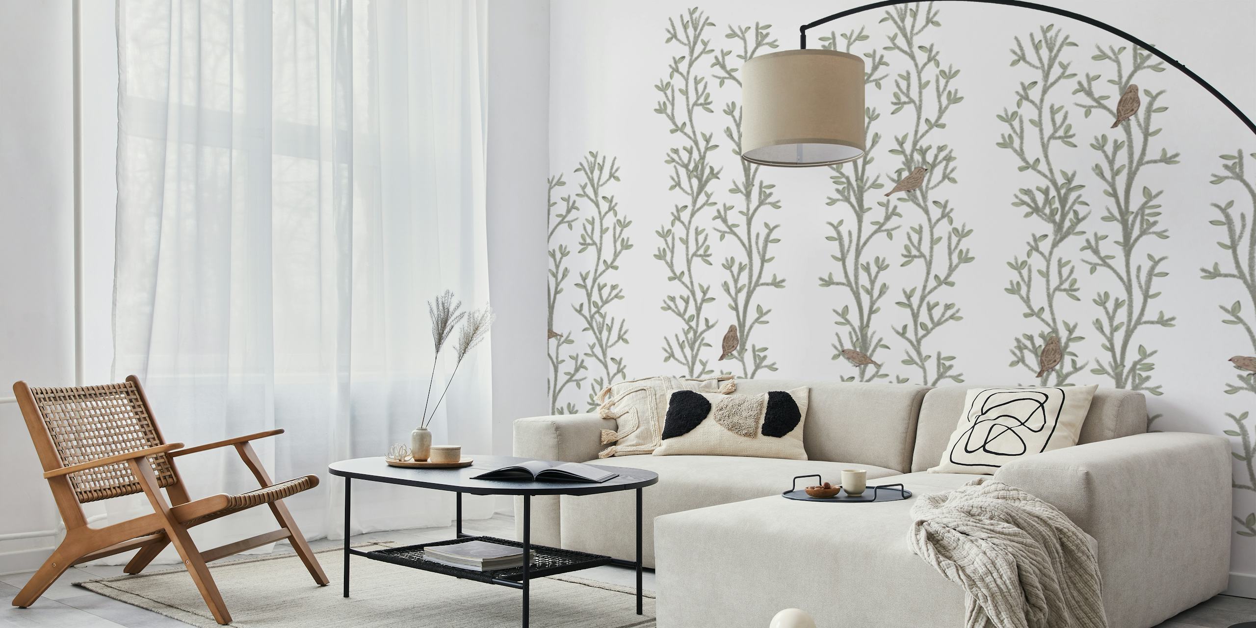 Cute bird wallpaper in a room