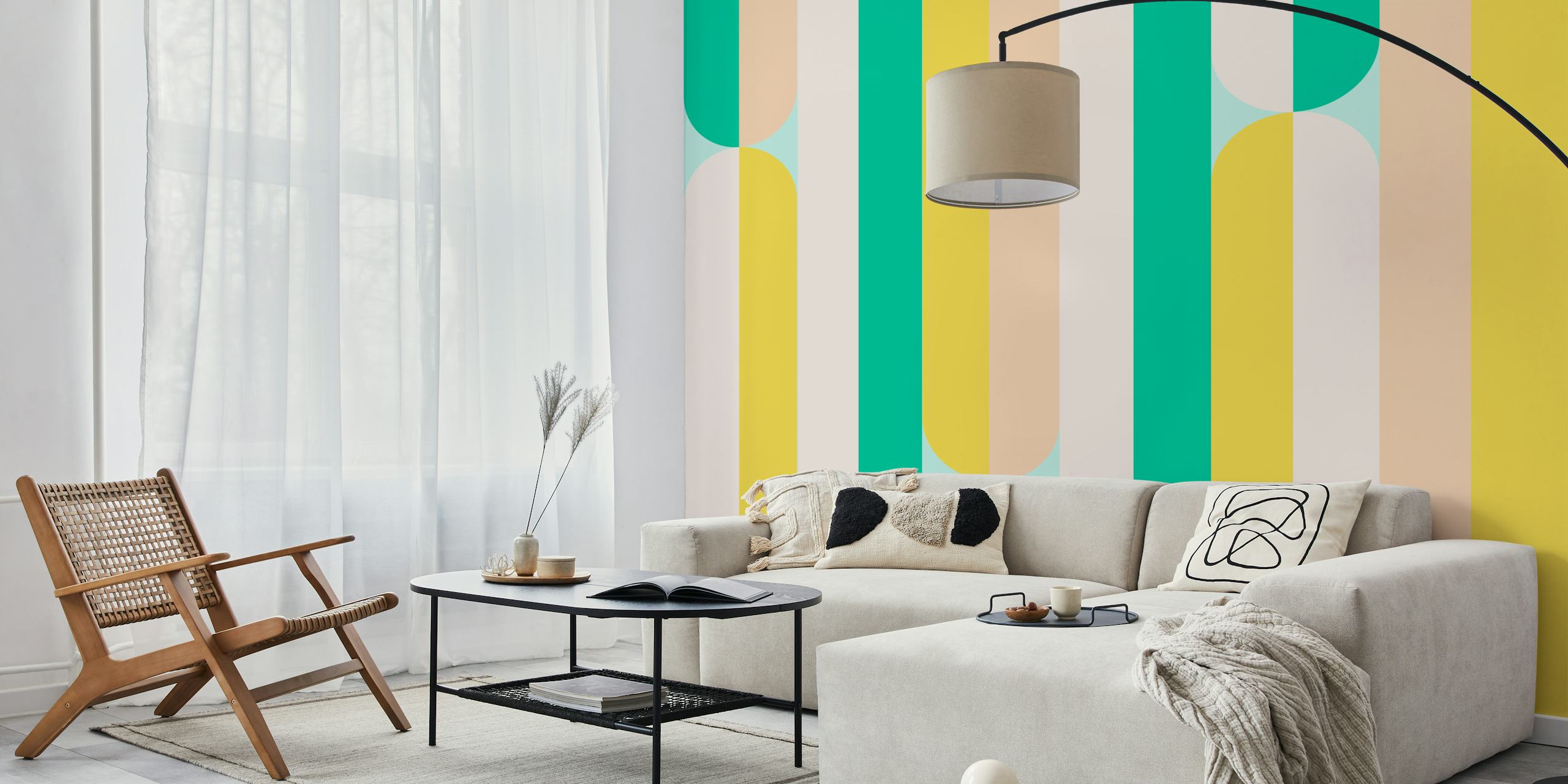 Striped Retro Revival wallpaper in a room