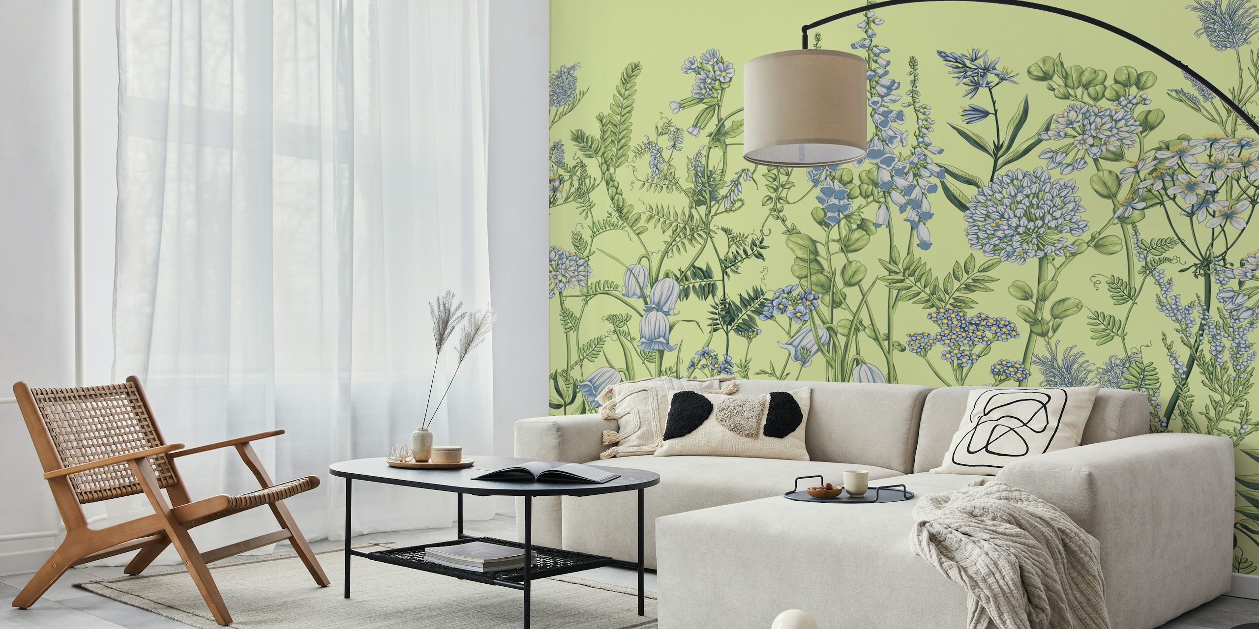 Botany 3 papel de parede floral em um quarto