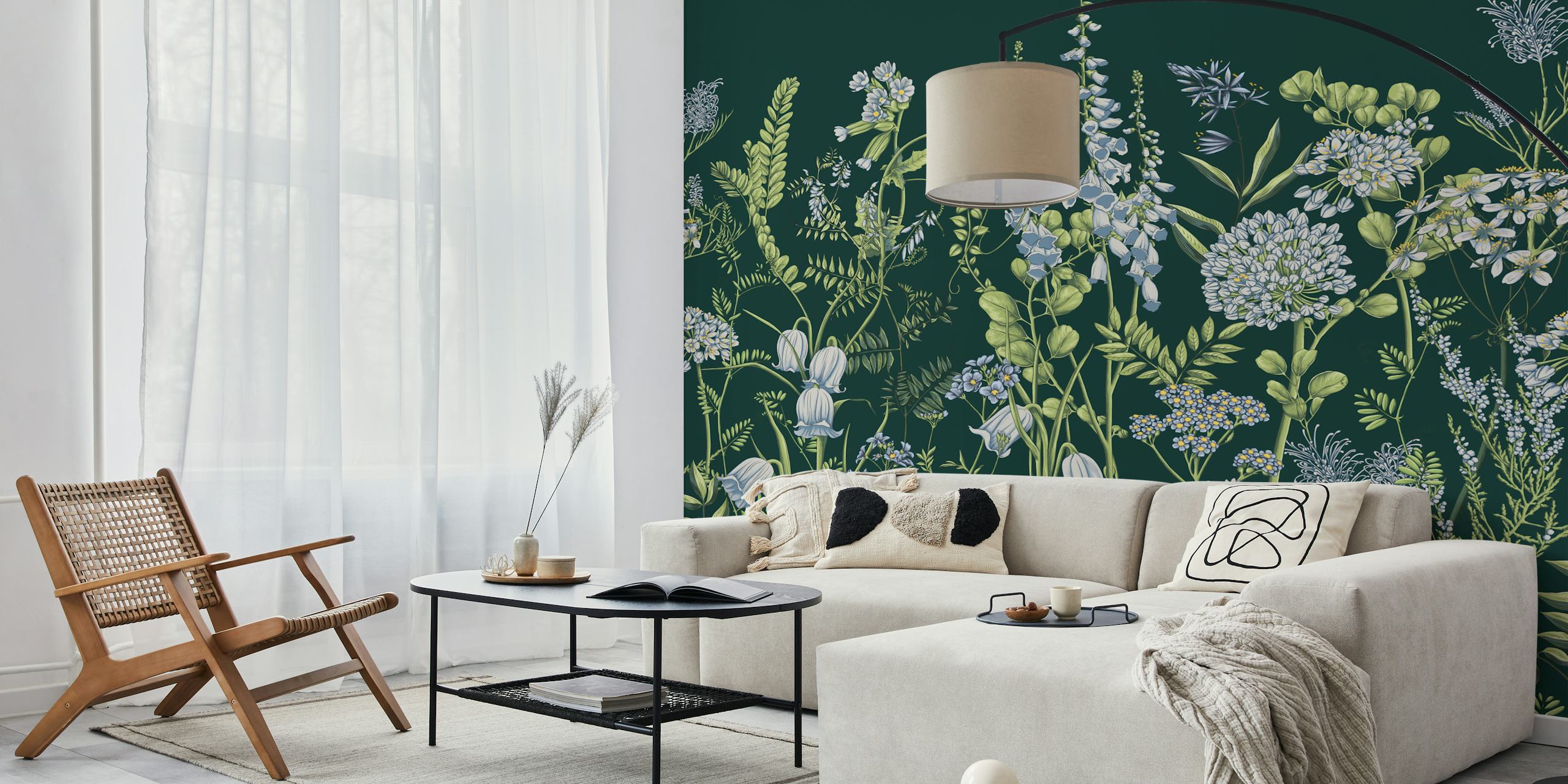 Blomster tapetdesign i et rom