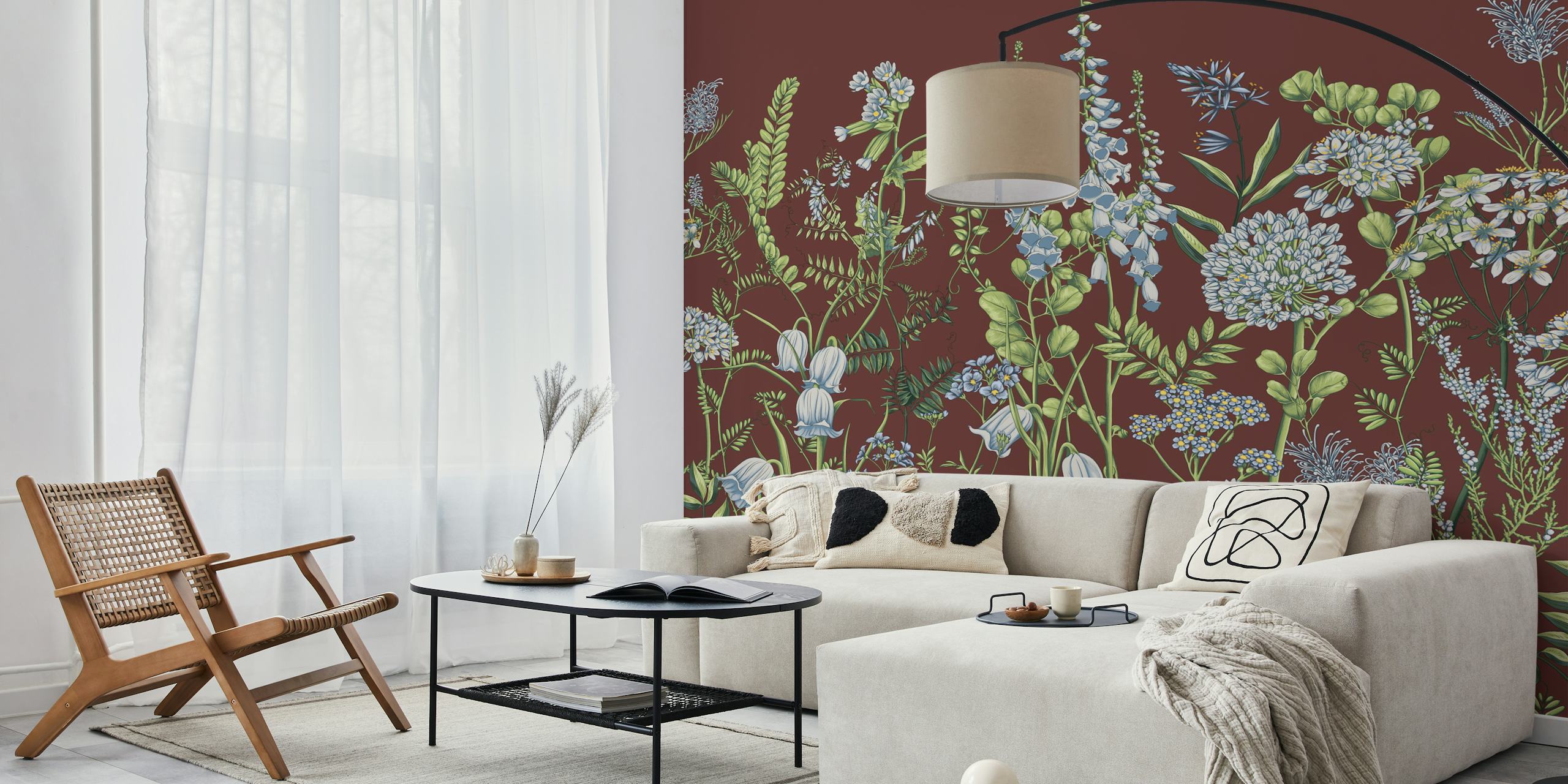 Botany 12 floral wallpaper displayed in a room