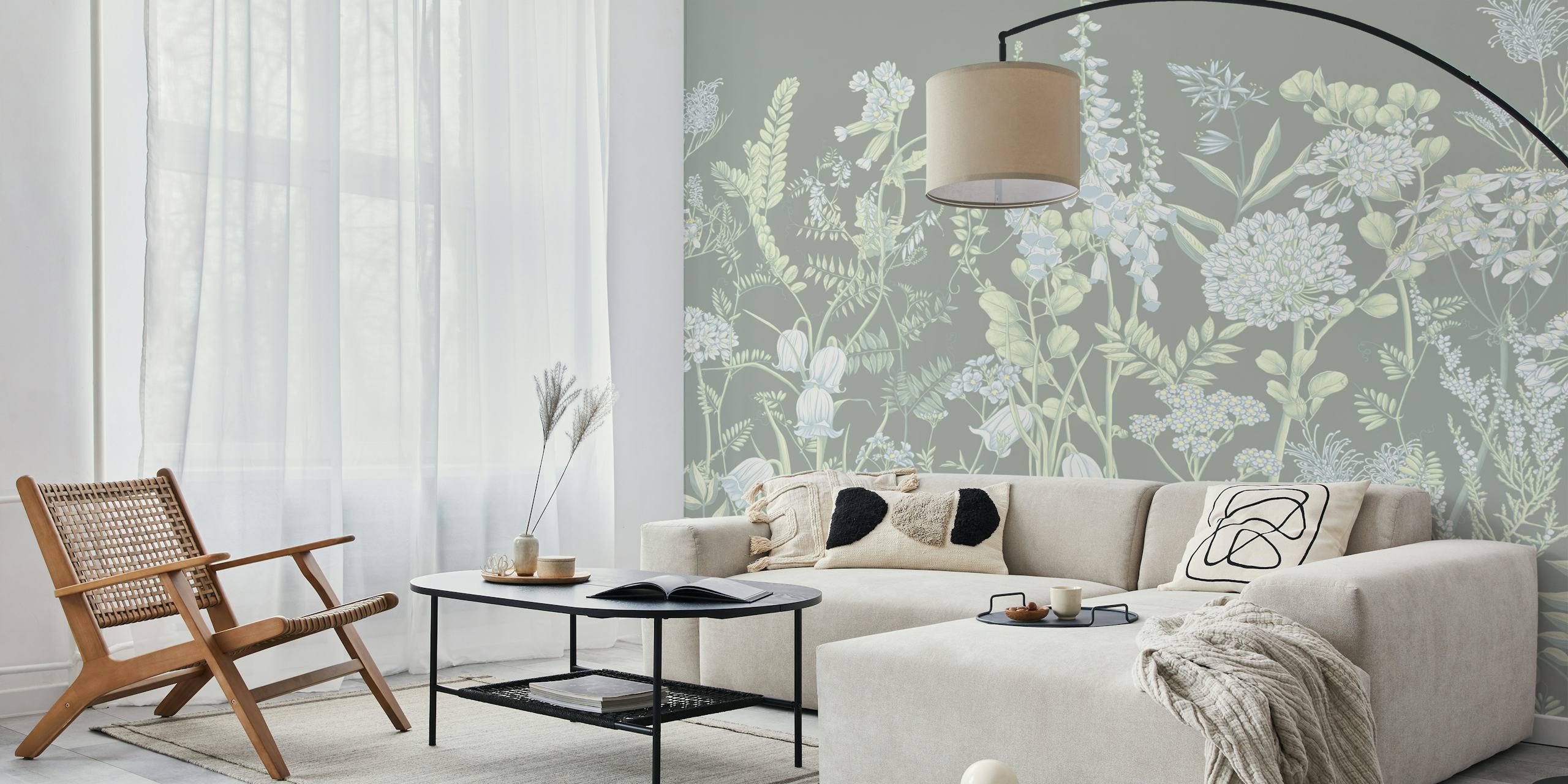 Botany 15 bloemenbehang in een kamersetting