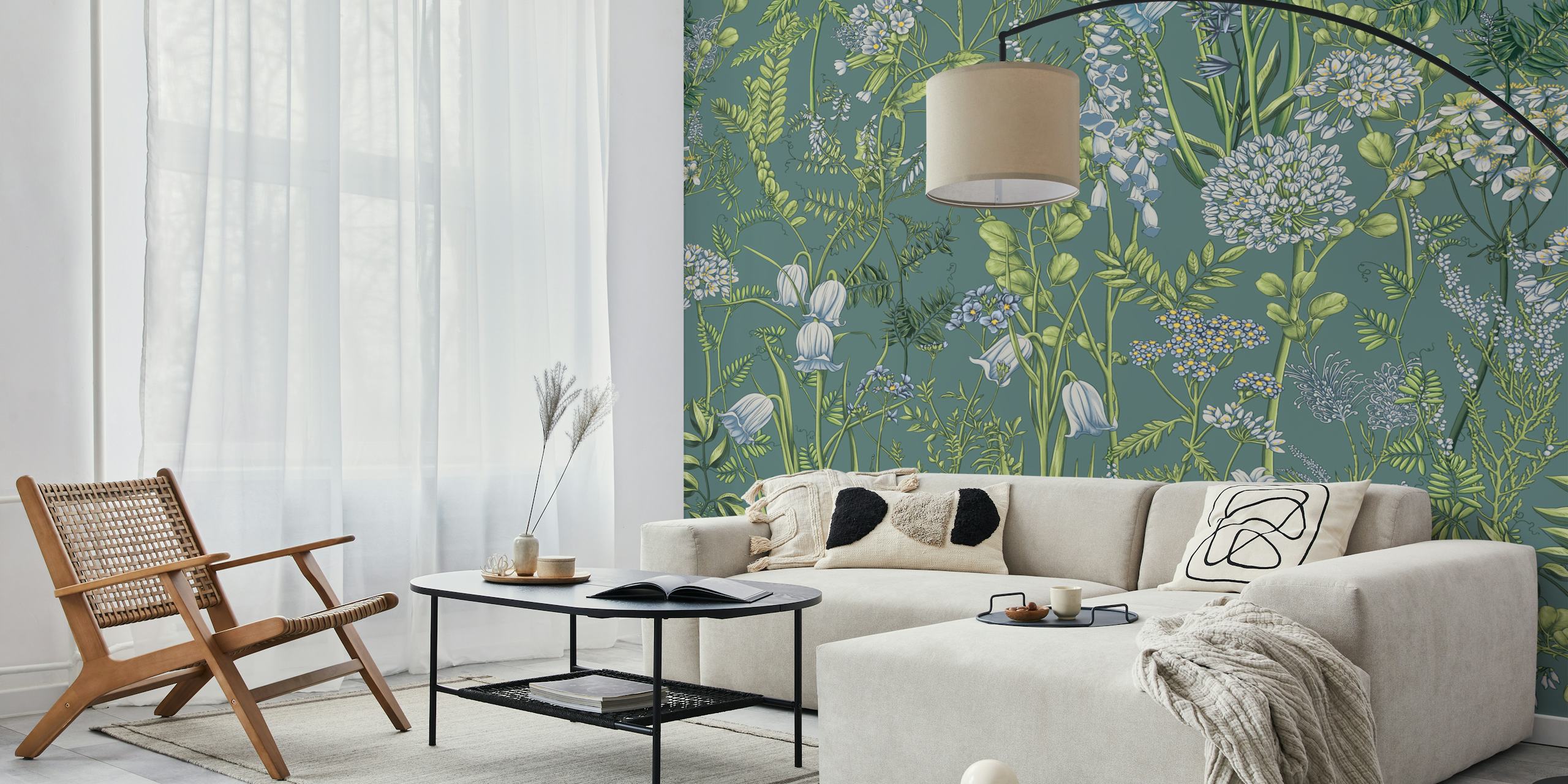 Ταπετσαρία Botany pattern 8 σε ένα δωμάτιο