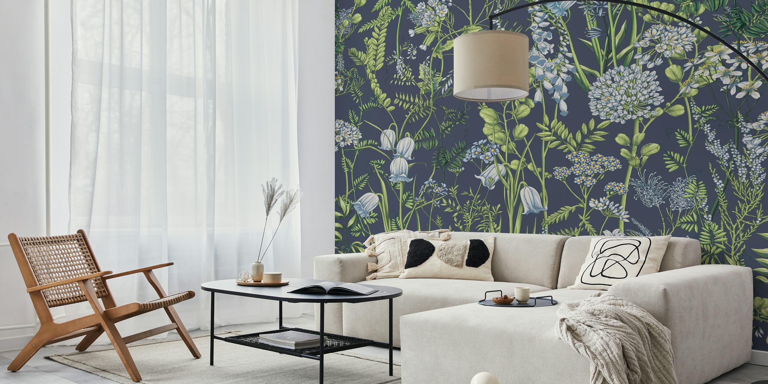 Botany pattern 9 wallpaper in a room setting