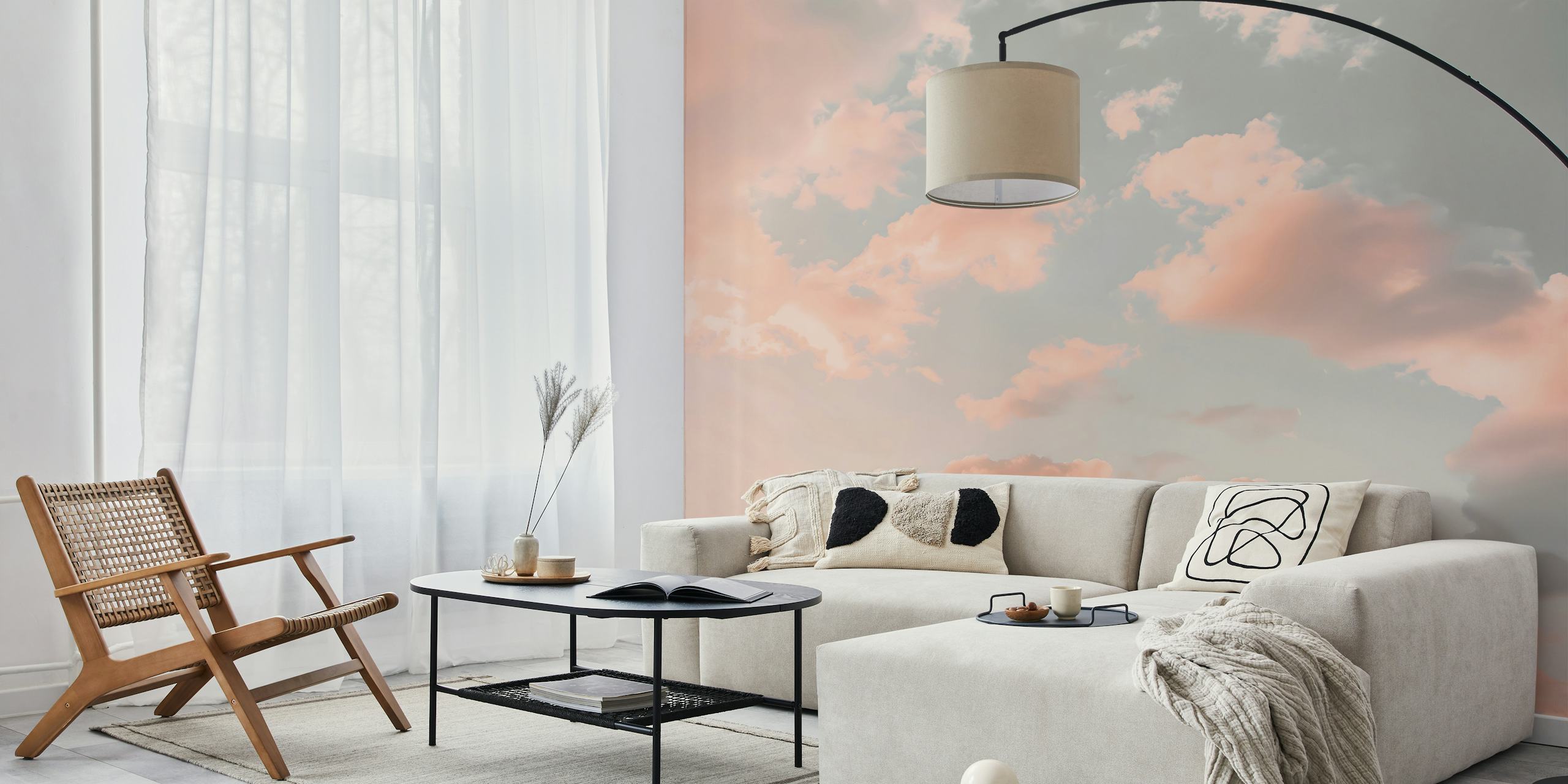 Peach pastel sky wallpaper in a room