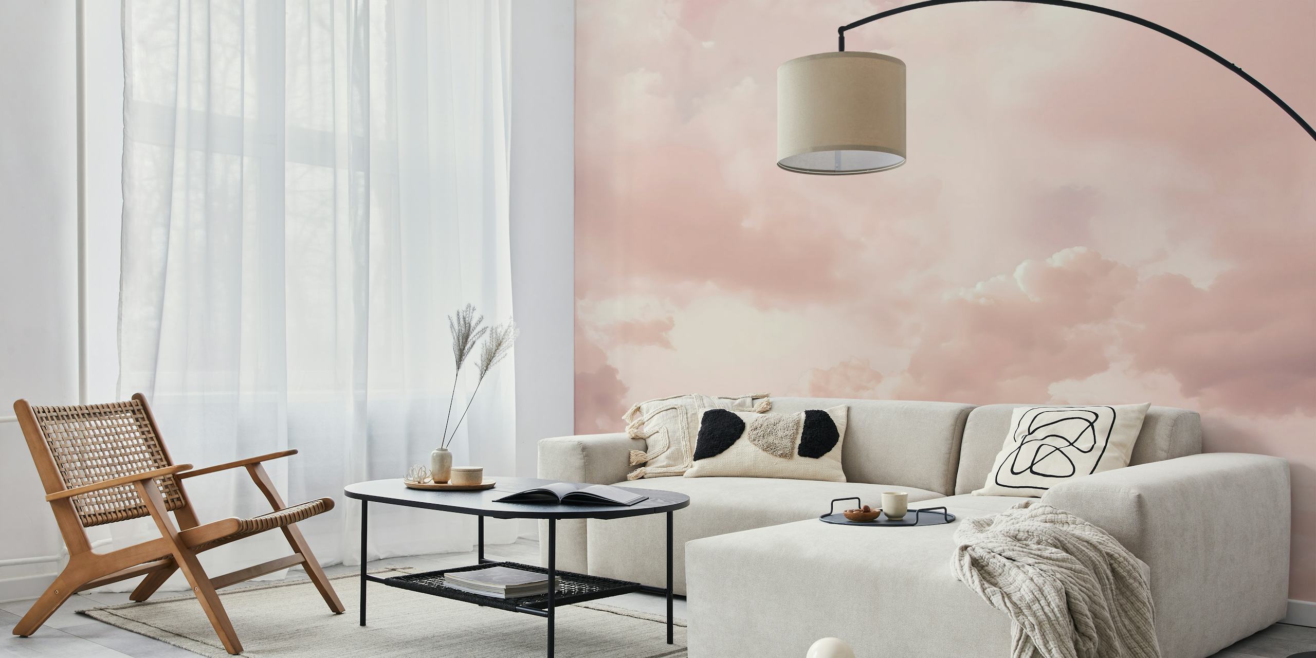 Pastel pink clouds in a soft gradient wallpaper