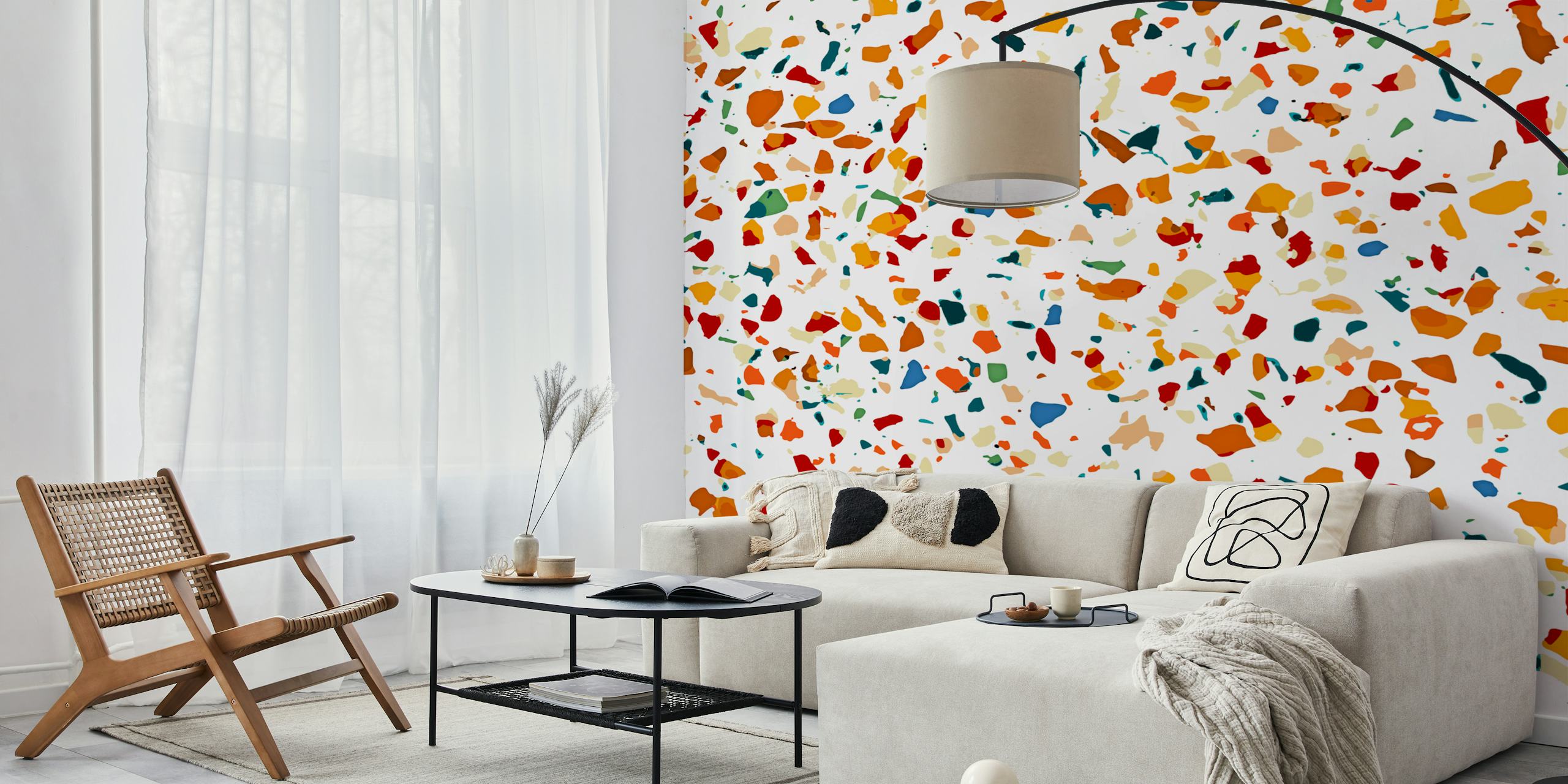 Tan Terrazzo tapetdesign i et rom