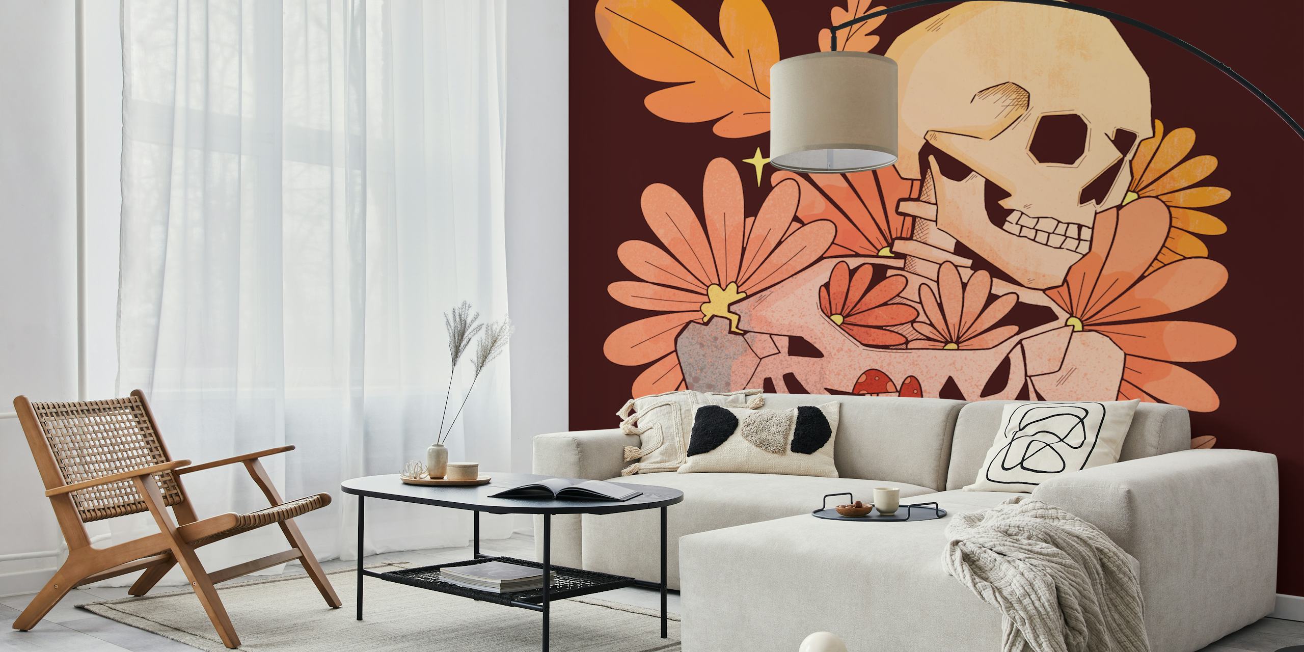 Autumnal skeleton design tapet i et rum