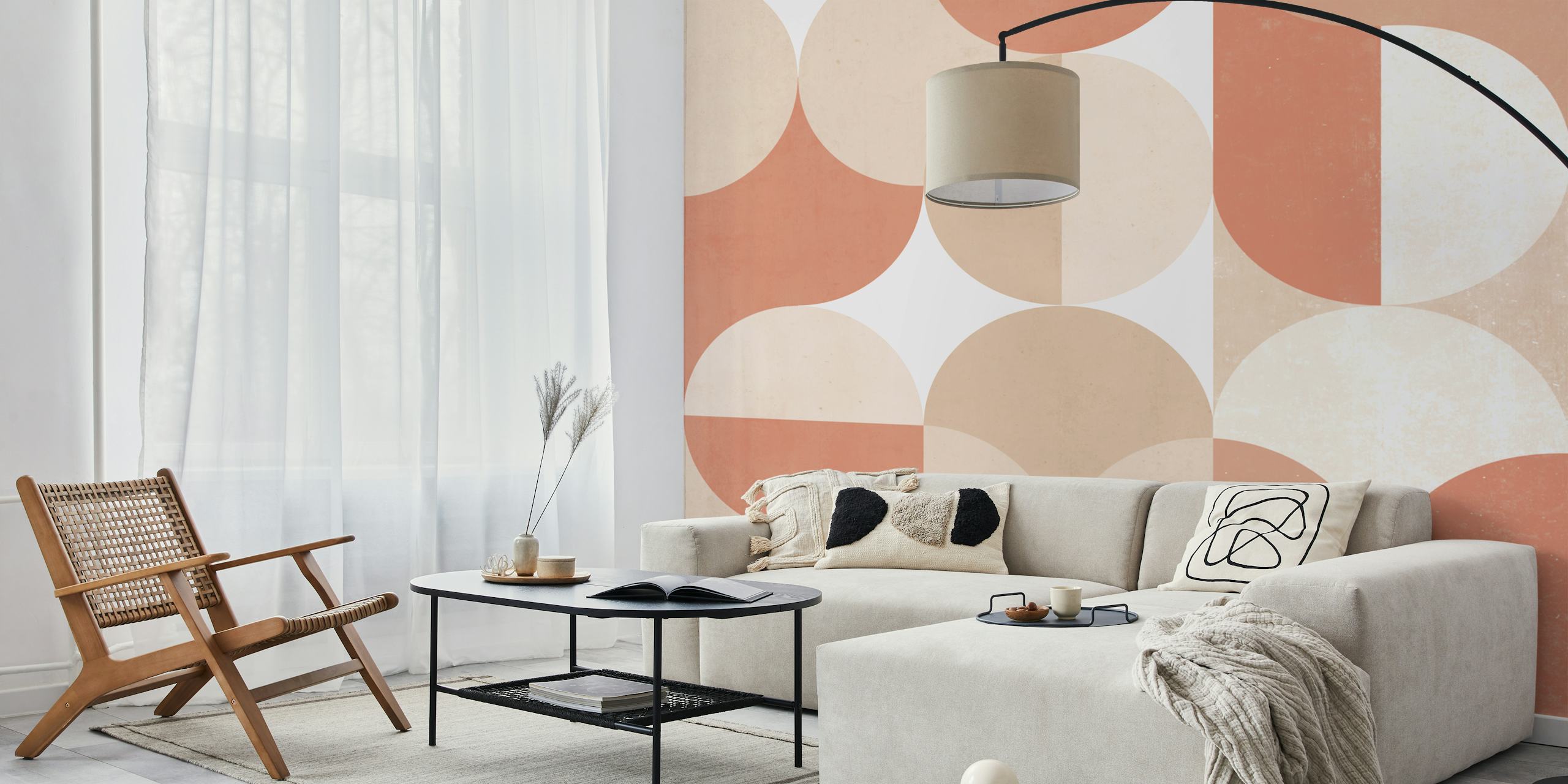 Muted Warm Tones Circles tapetti huoneessa