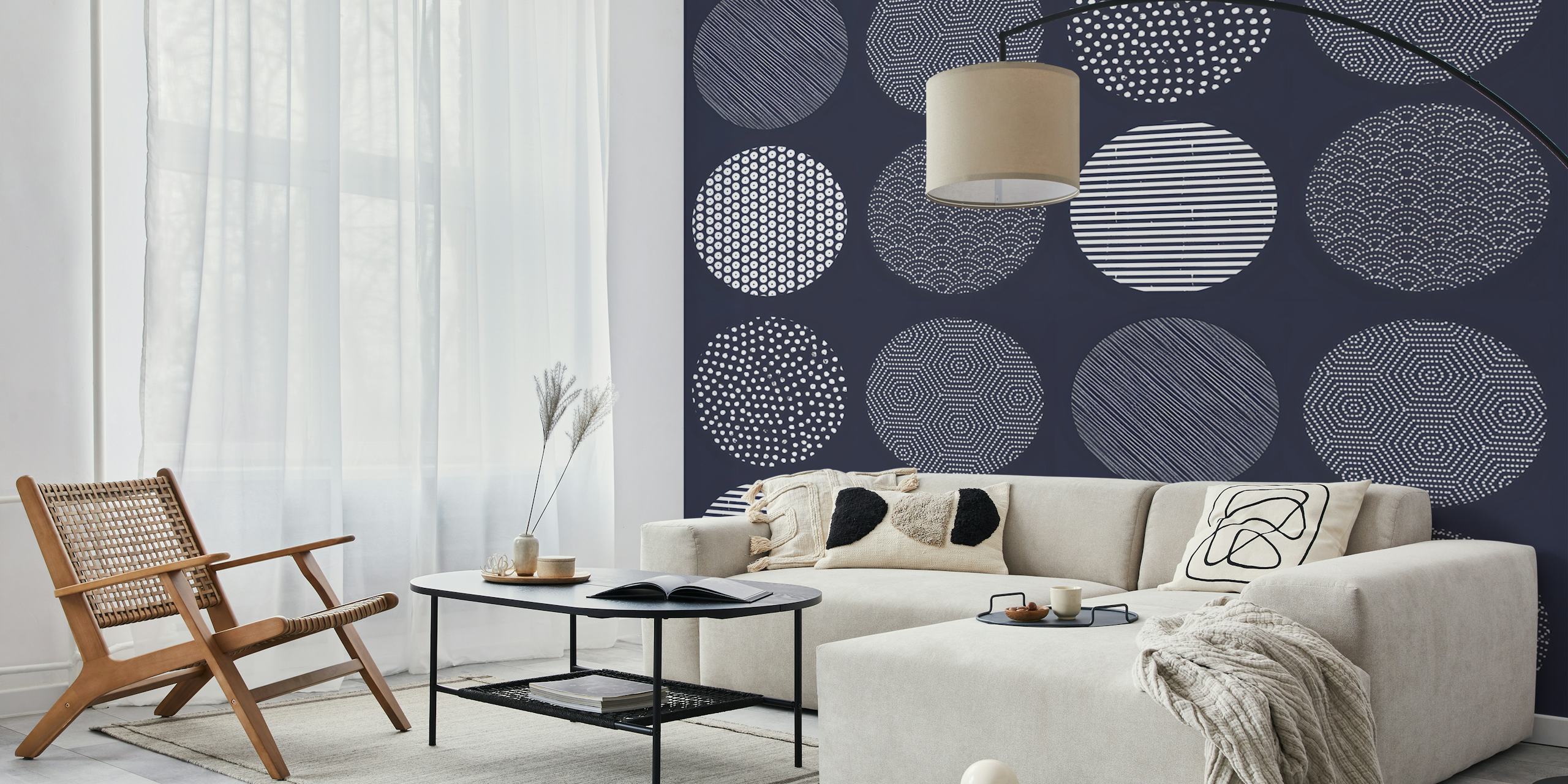 Carta da parati Modern Geometric Circles in una stanza