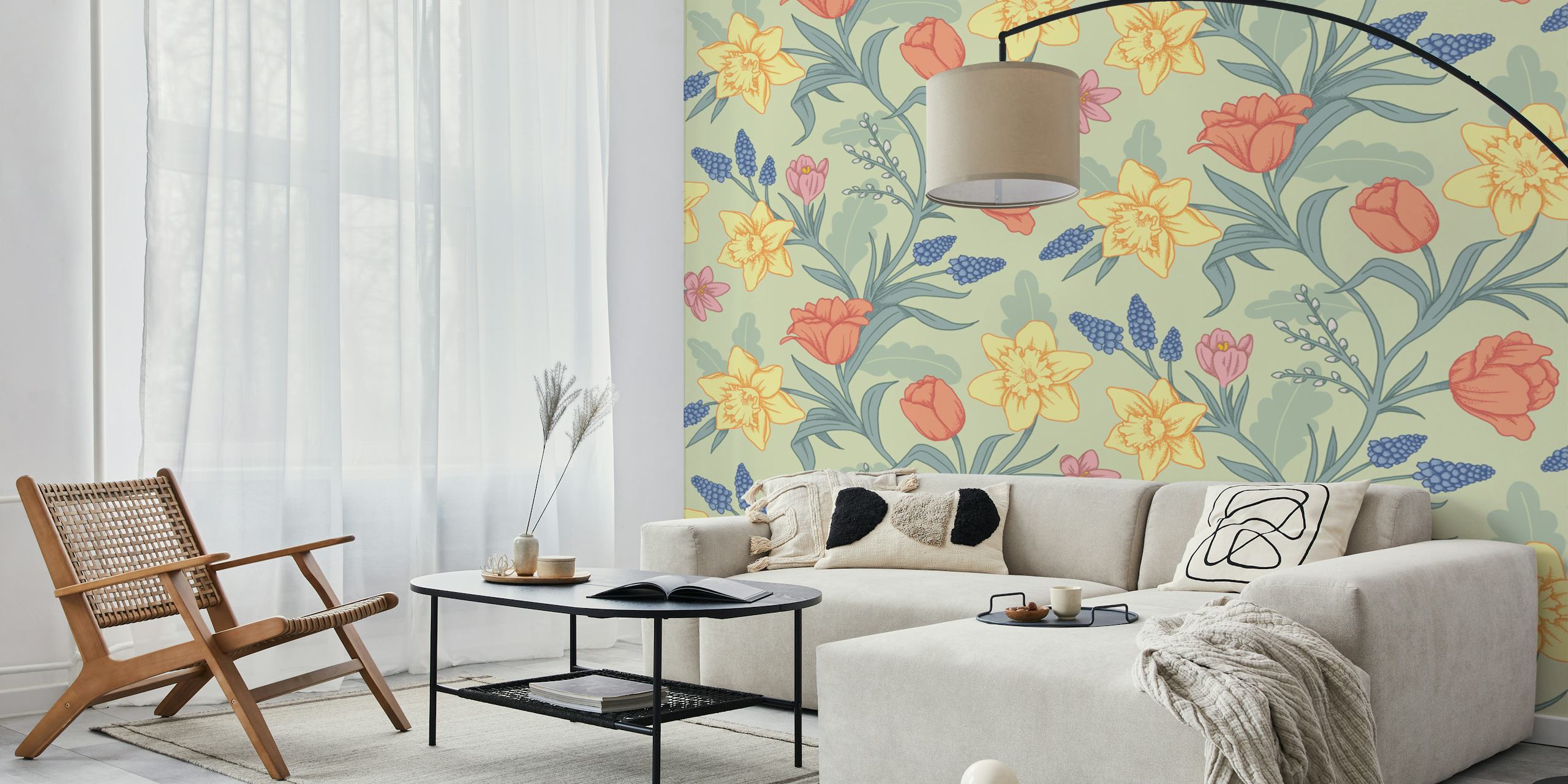 Floral Wanddesign in einem hellen Raum