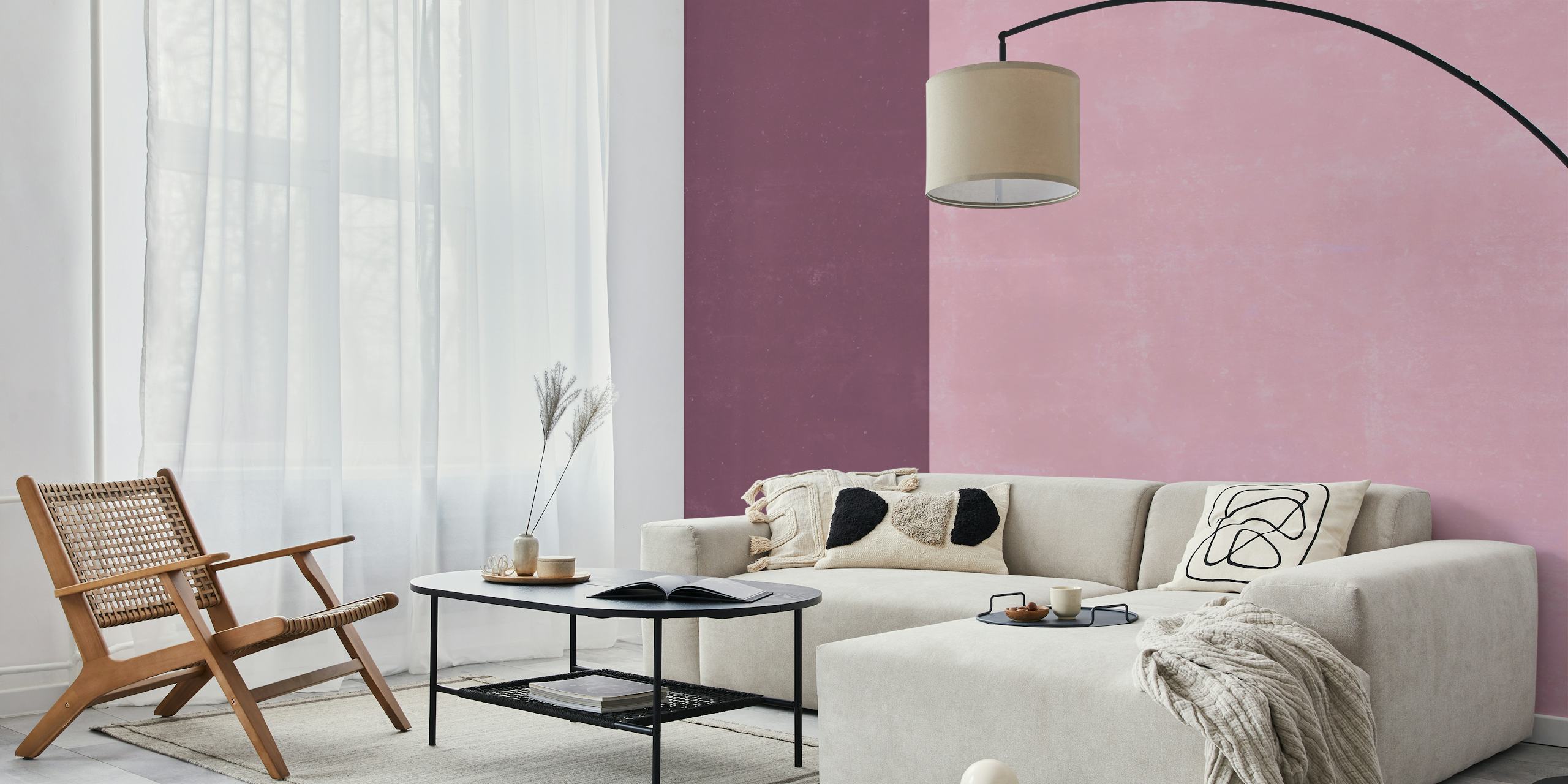 Plum and pink fusion wallpaper in a room