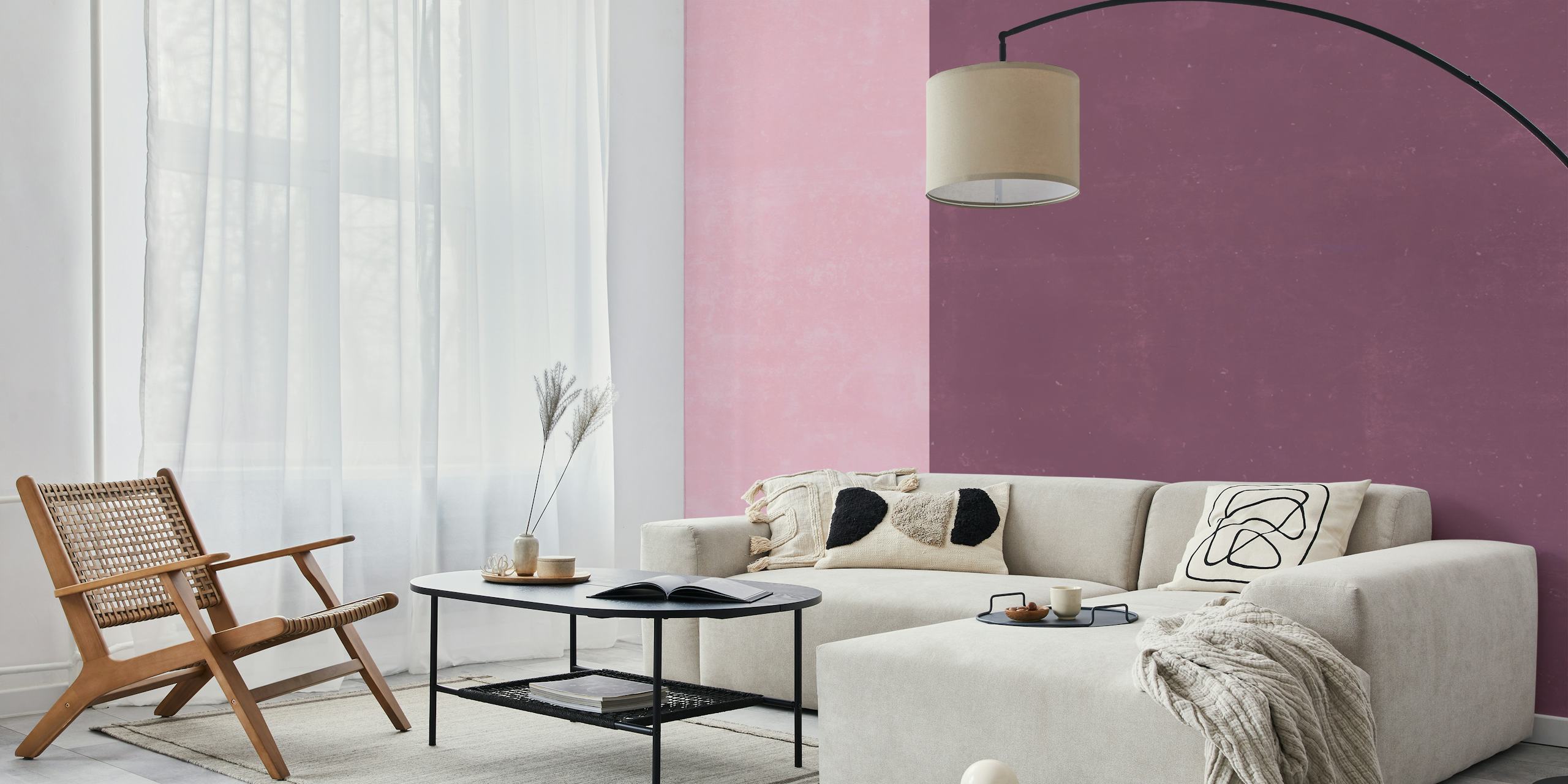 Two-tone pink and purple geometric wallpaper