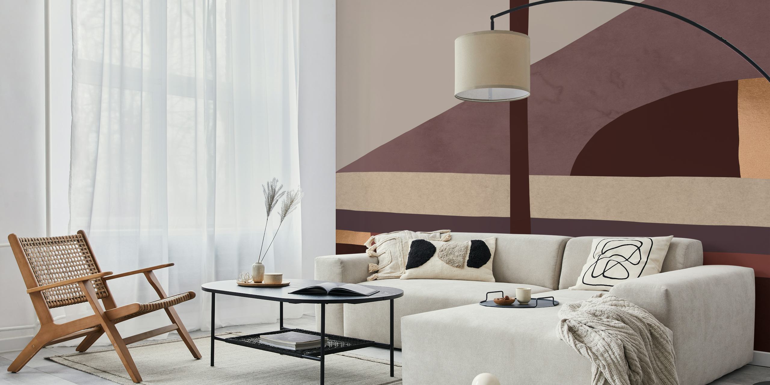 Geometric shapes in brown, beige, and muted colors wallpaper