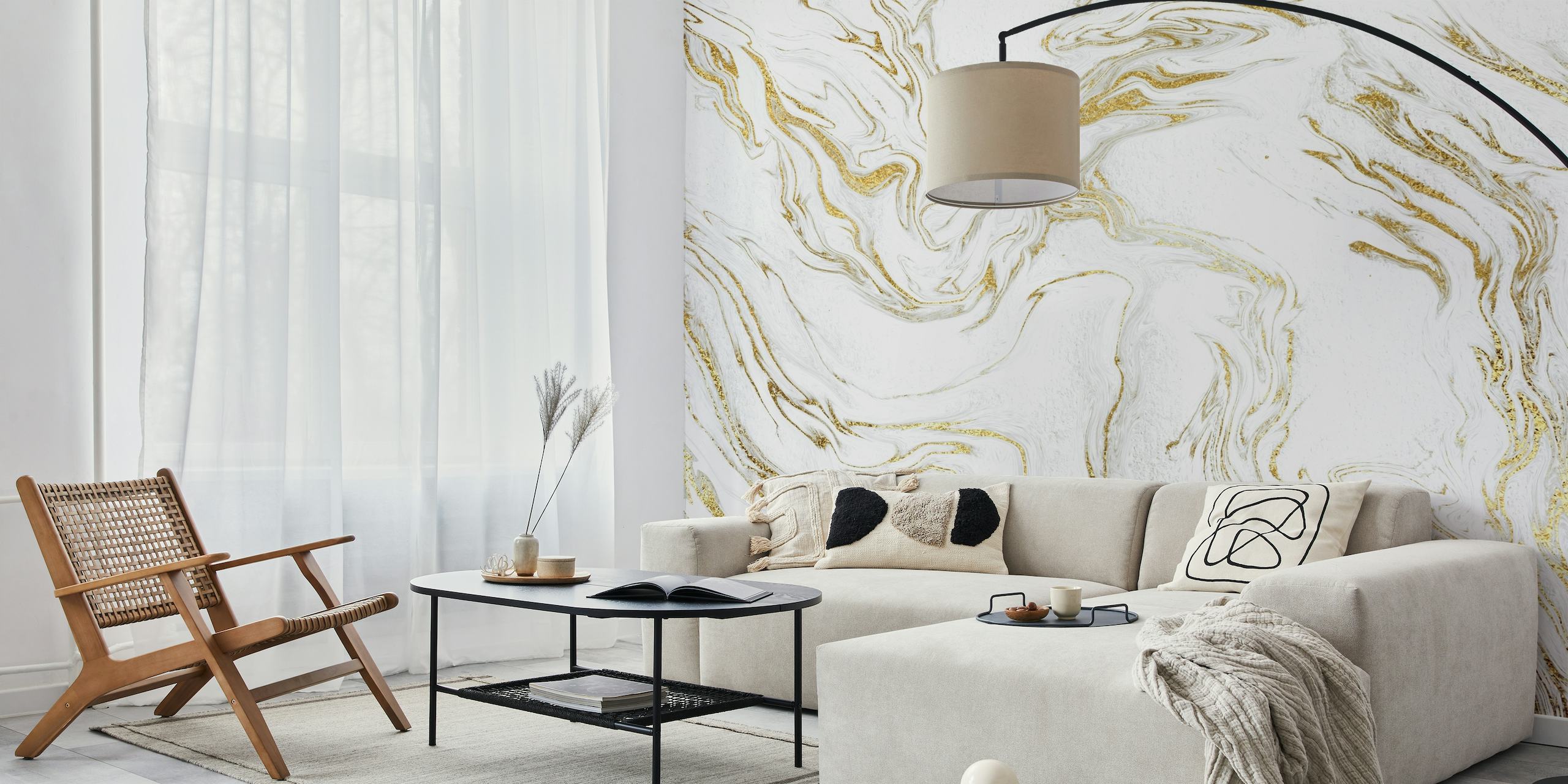 Liquid gold marble papel de parede
