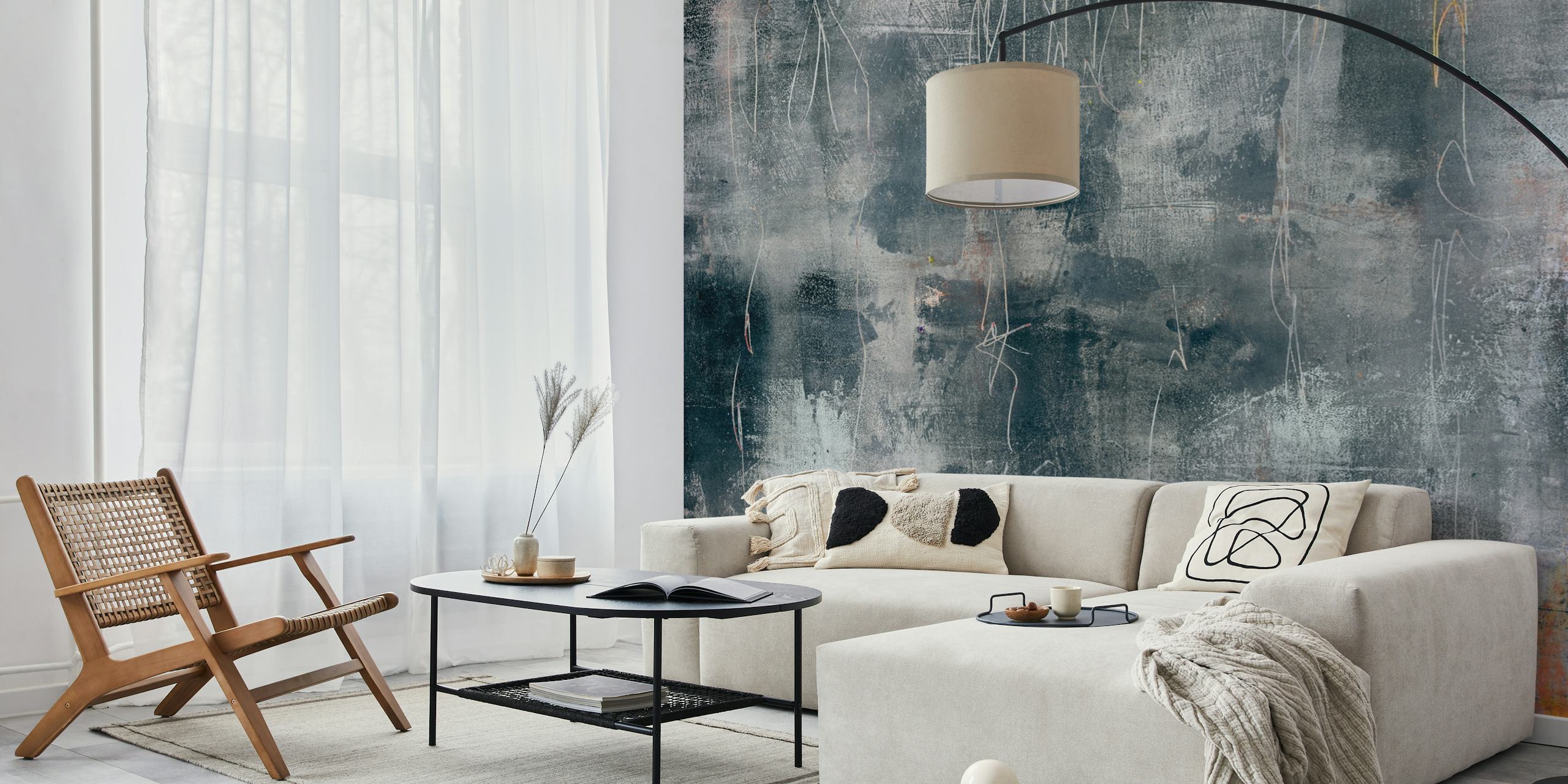 Abstract grey wallpaper with textured patterns and strokes