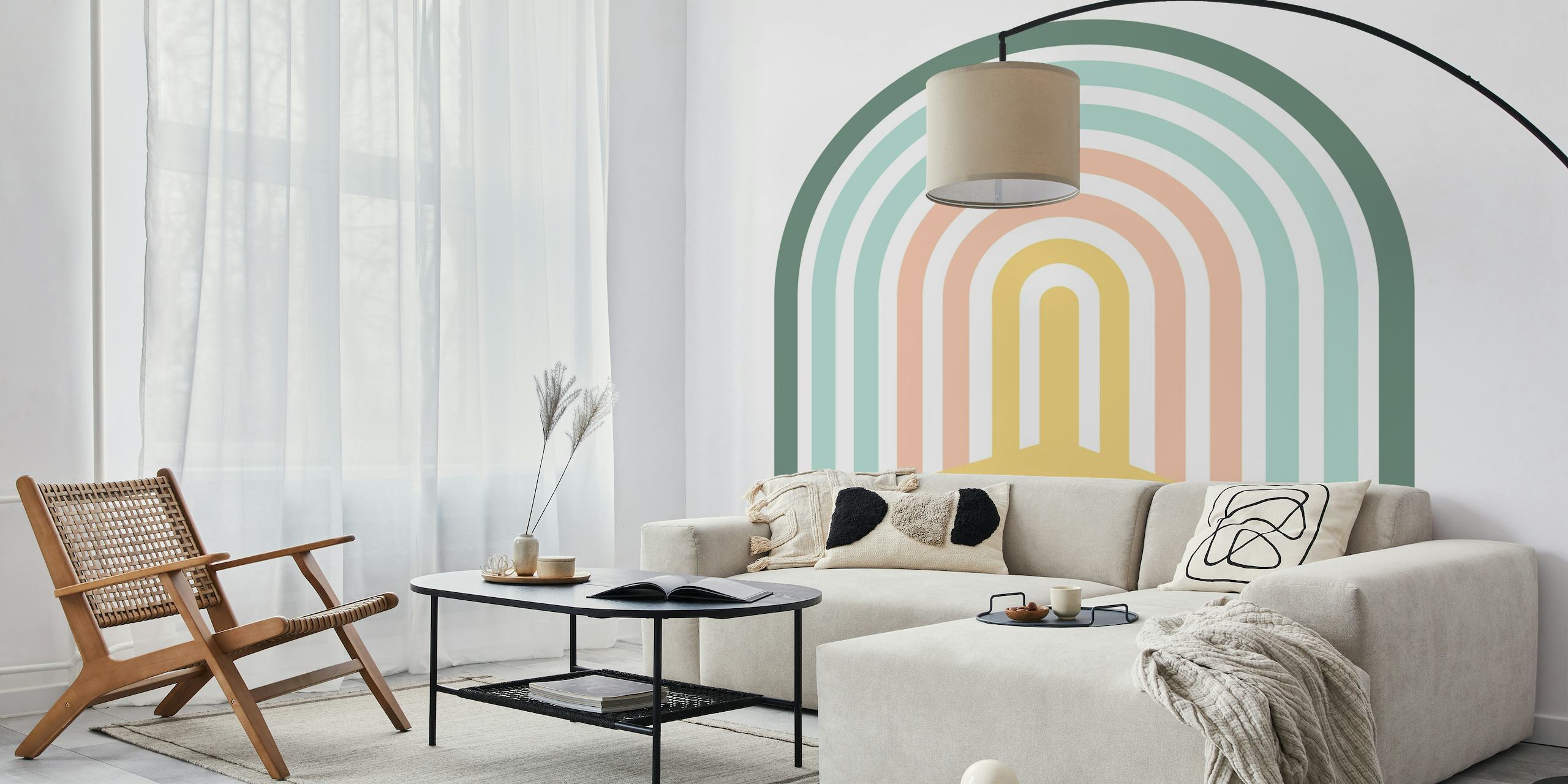 Abstract Rainbow Crossing wall mural with pastel arches