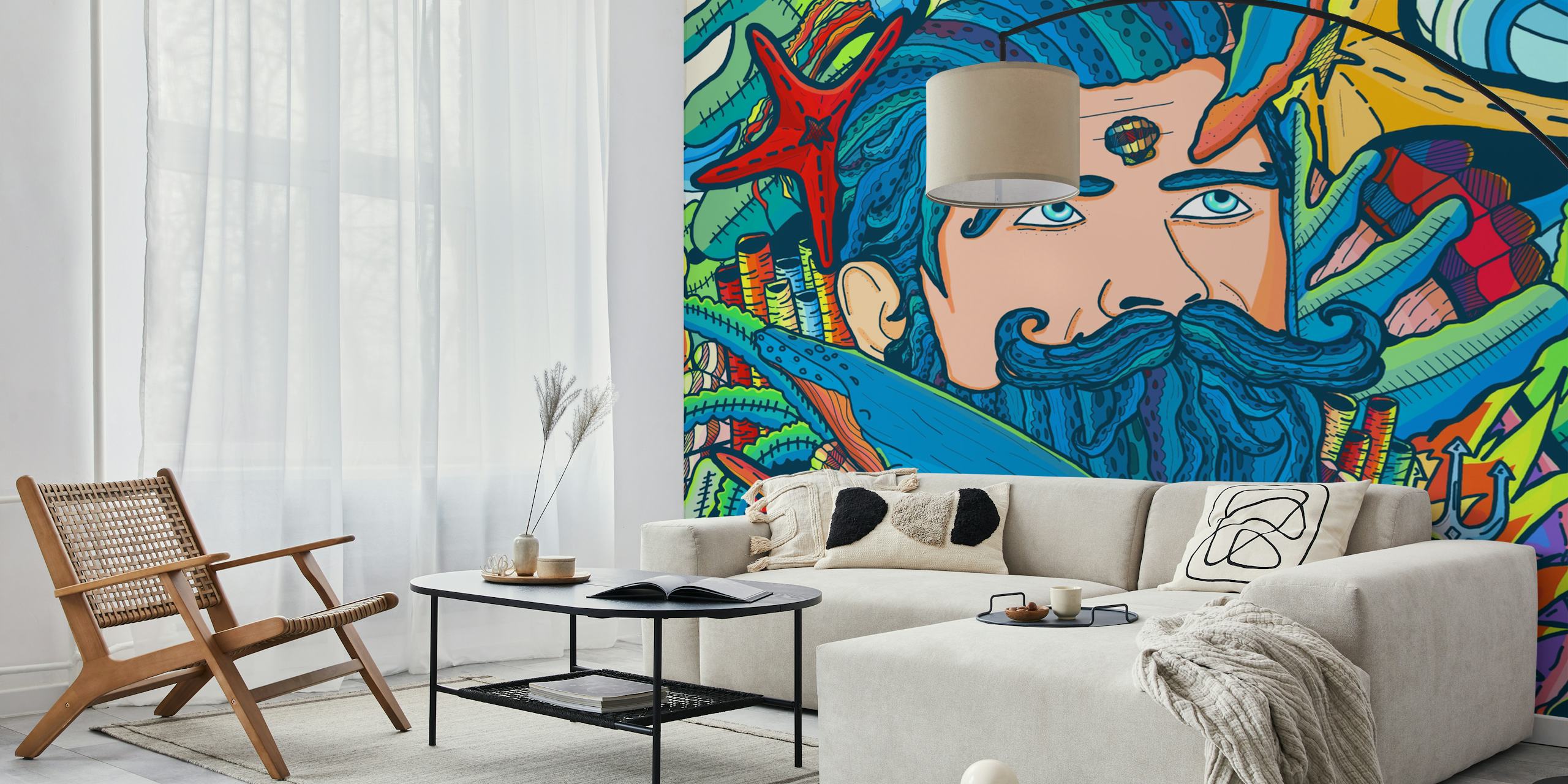 King of the ocean tapetdesign i ett rum