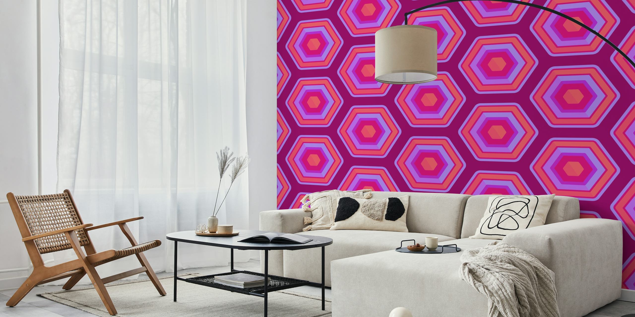 Trippy Hexagons Pink behang
