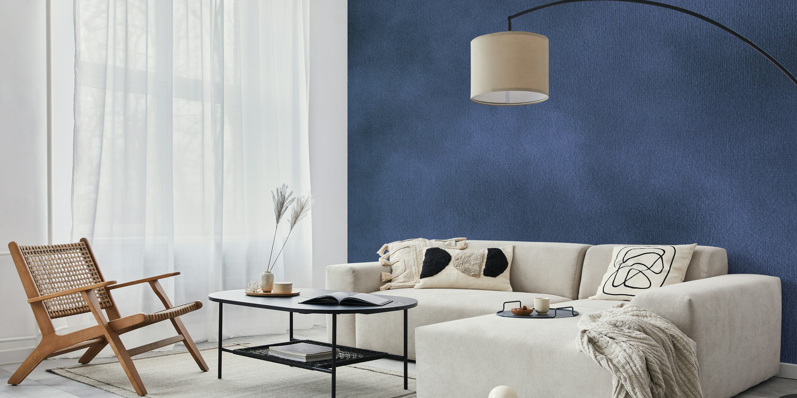 Papel de parede Blue Gray Watercolor Texture no quarto