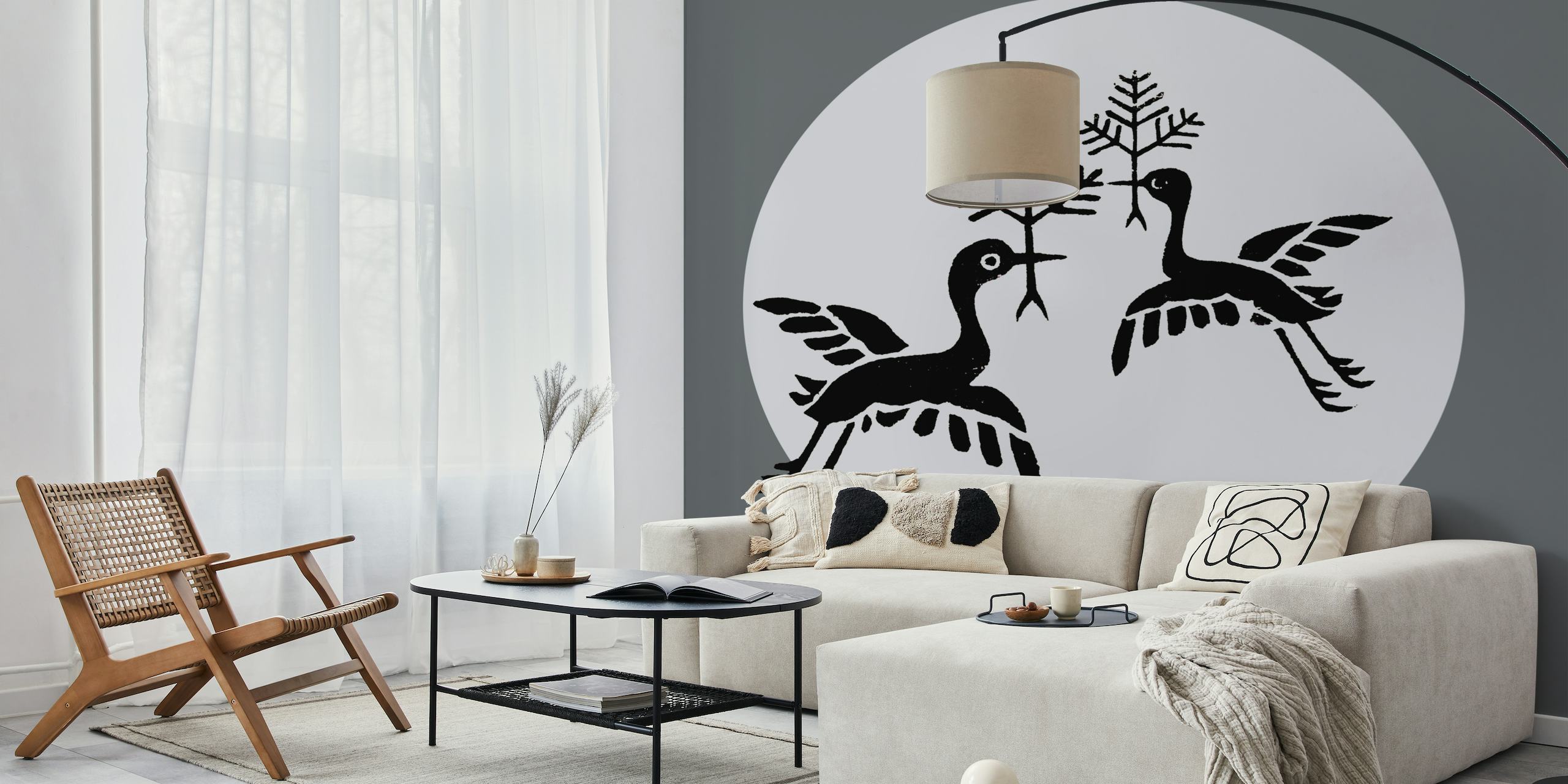 Japan Peace Birds Gray wallpaper