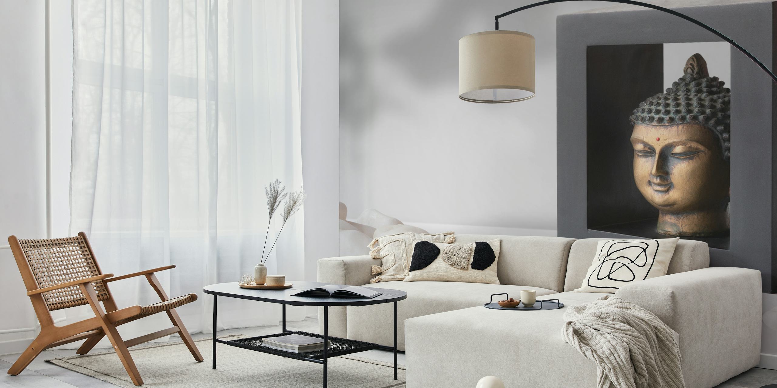 Buddha art wallpaper in a stylish room