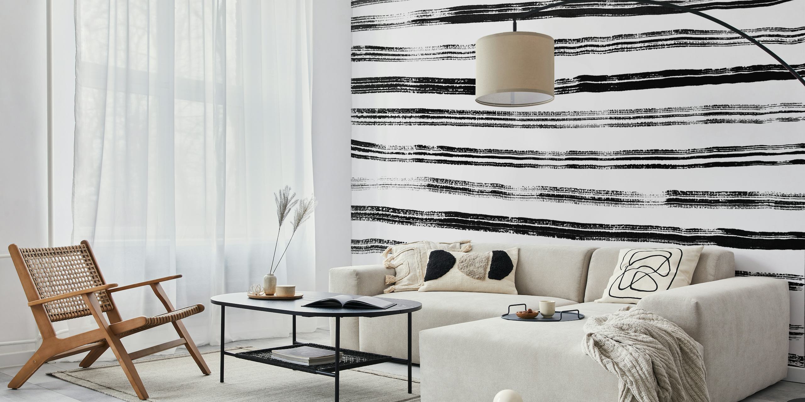 Black and white abstract streaks wall mural from Borders 2 collection