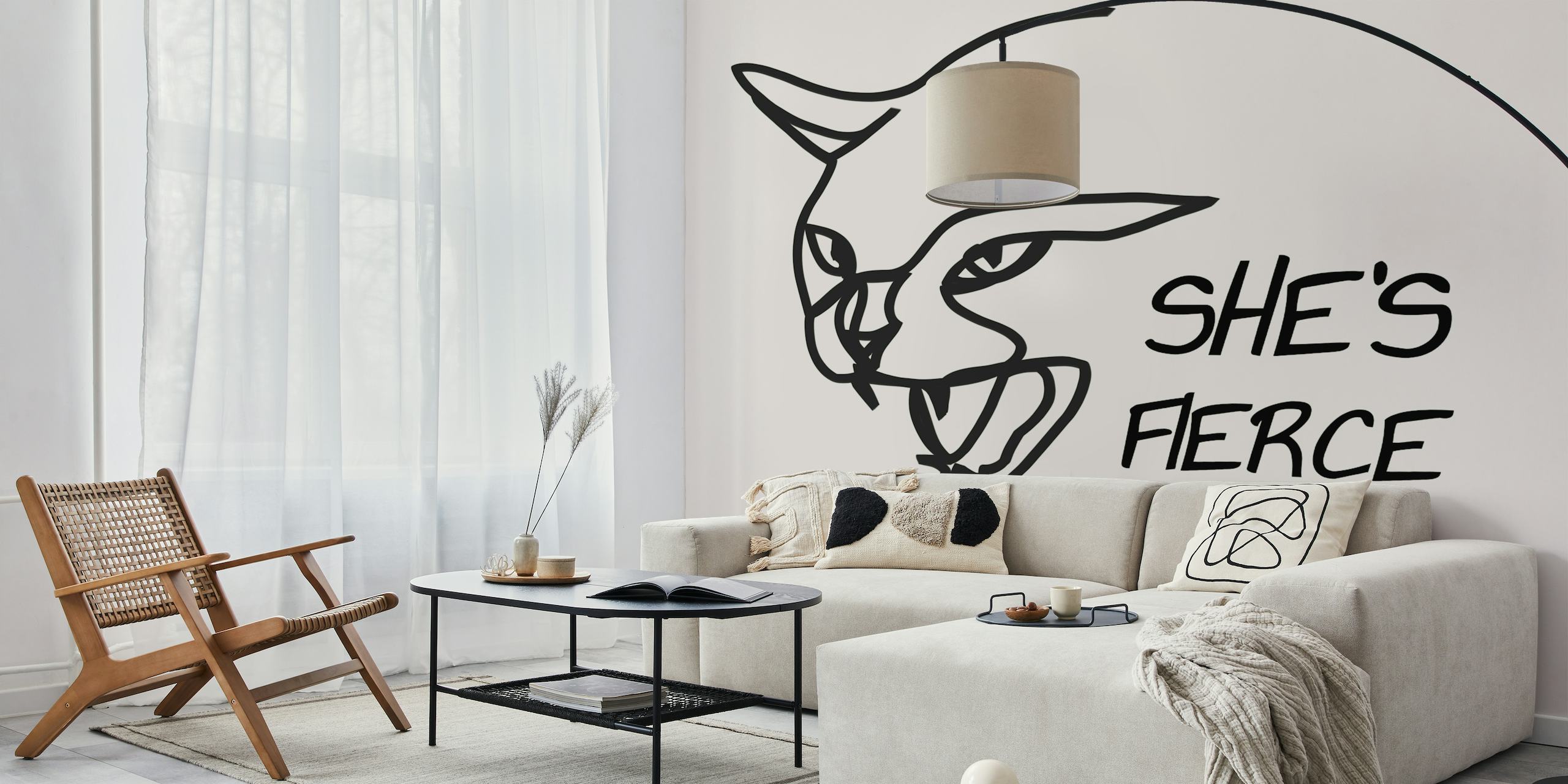 Fierce Cat Line Art wallpaper