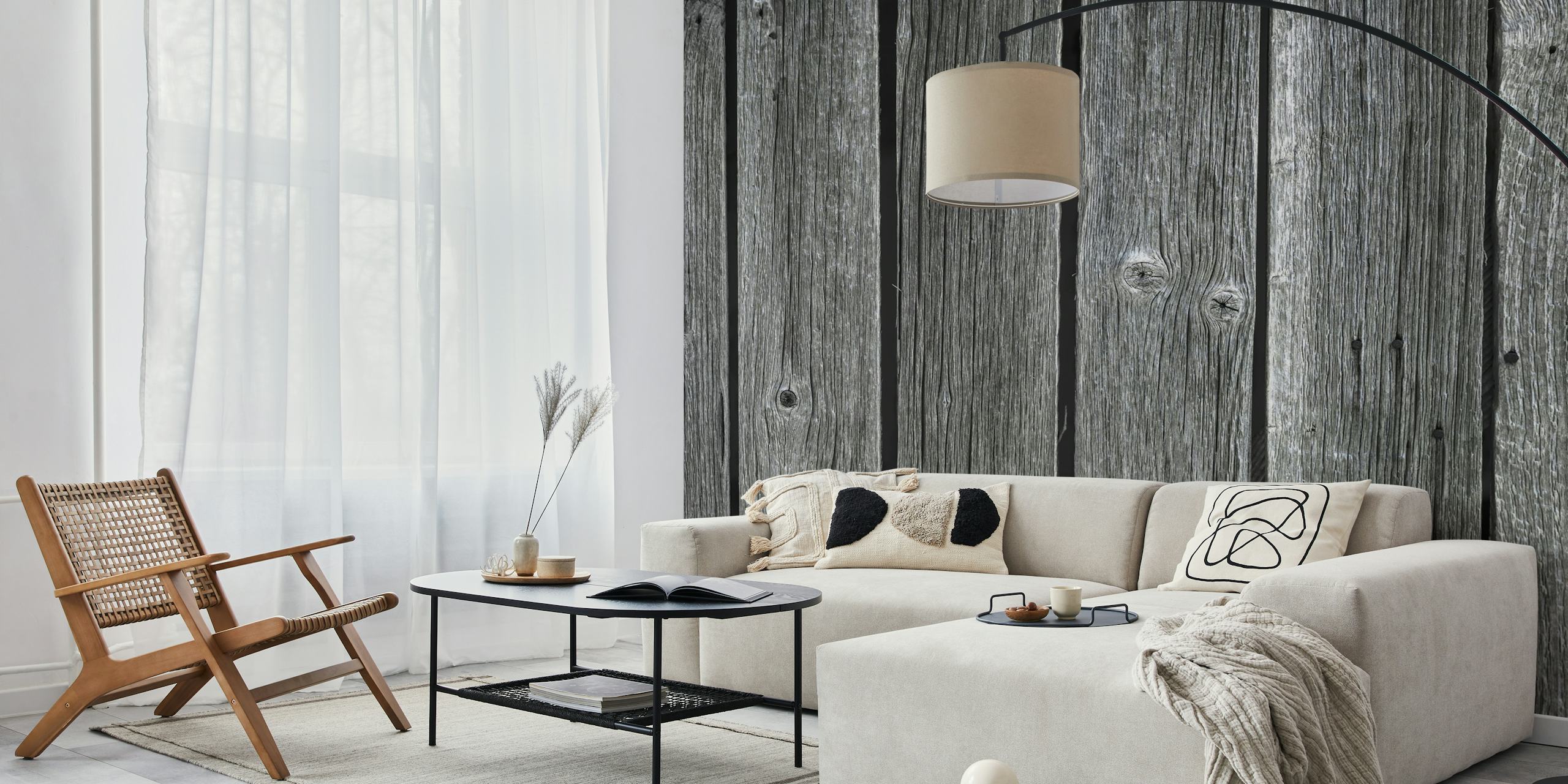 gray wooden planks wallpaper with natural texture