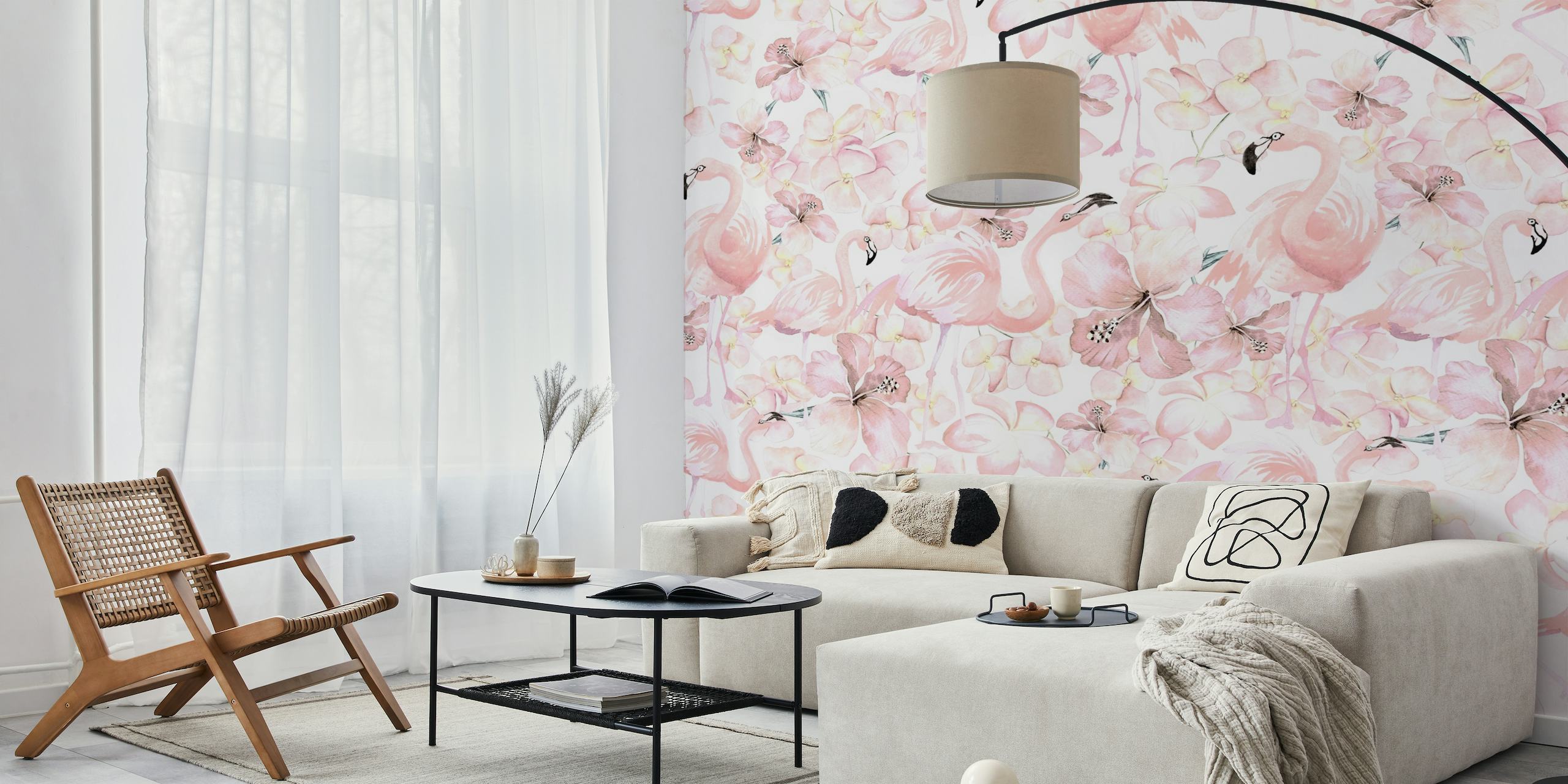Flamingo and Hibiscus wallpaper