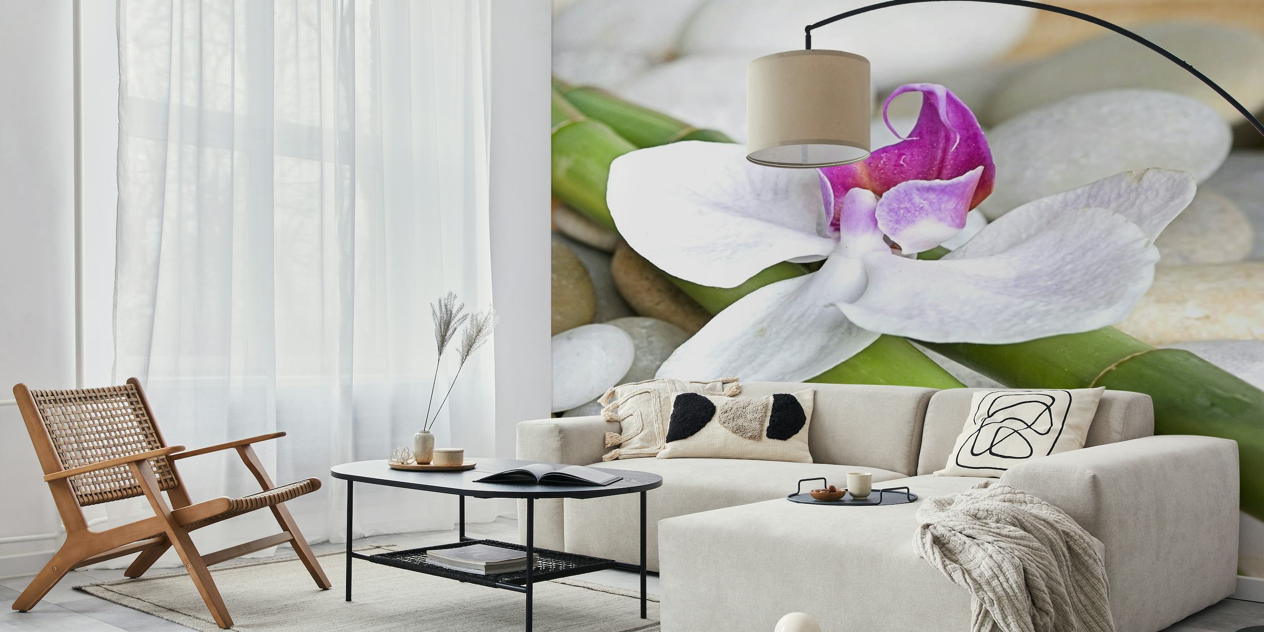 White Orchid On Bamboo wallpaper
