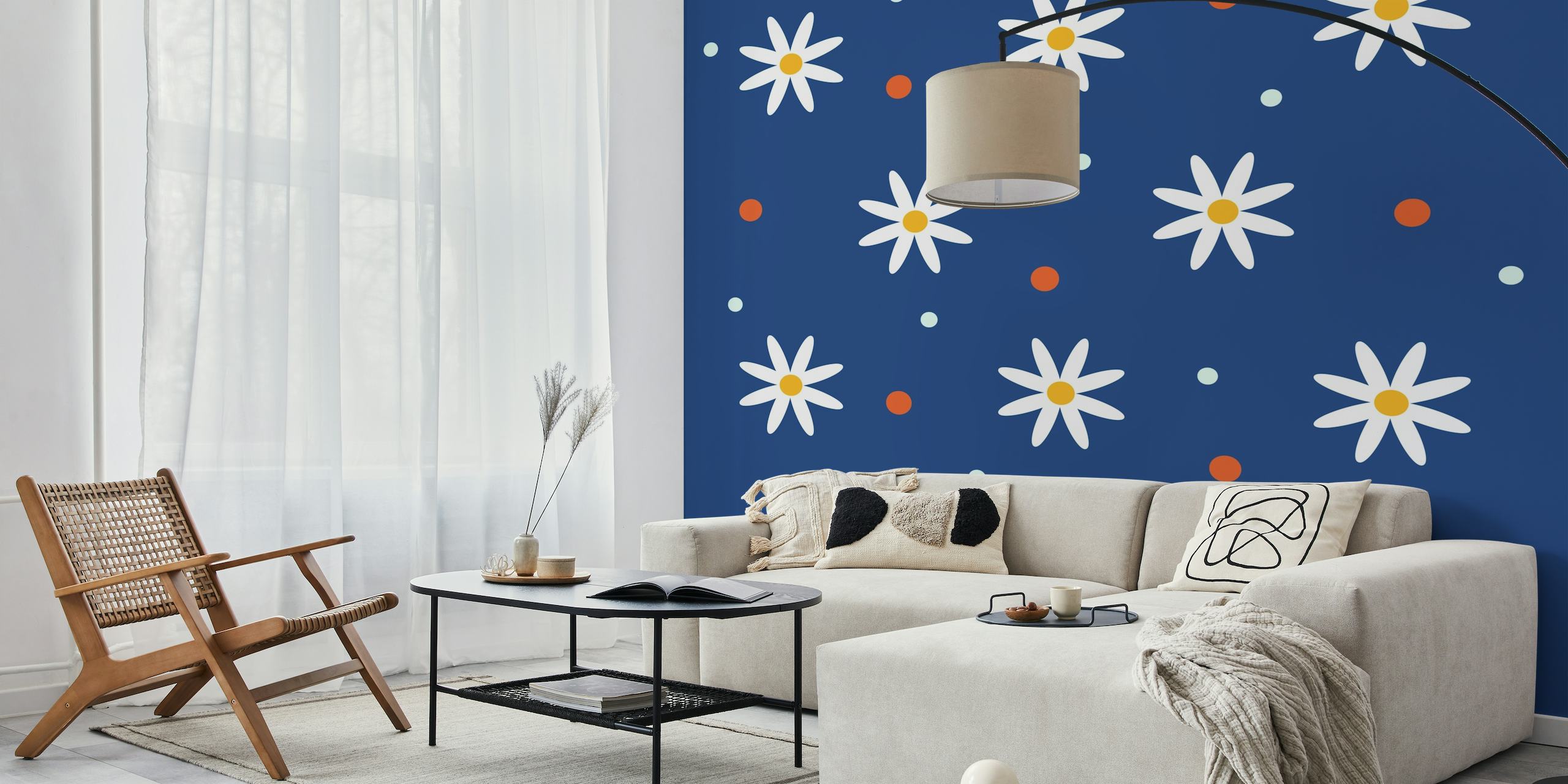 Minimal Daisies Blue wallpaper