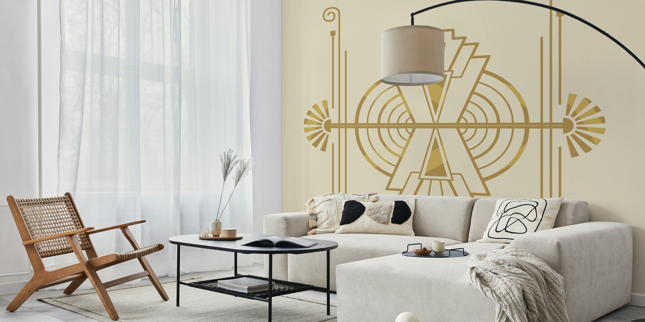 Art Deco Vintage Geometric wallpaper in a room