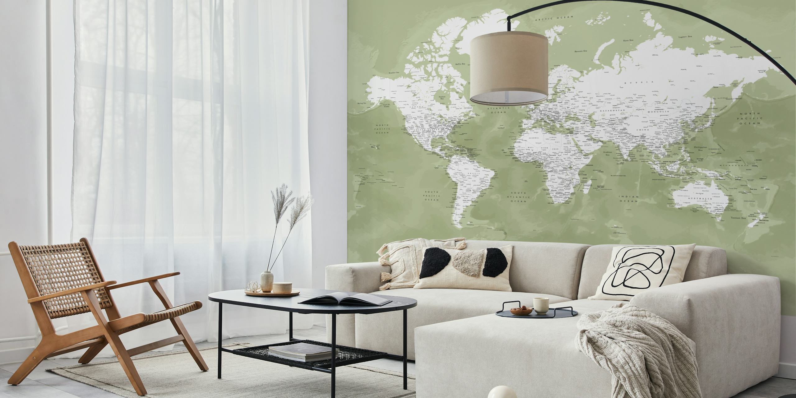 World Map Pacheco Antarctica wallpaper in a room