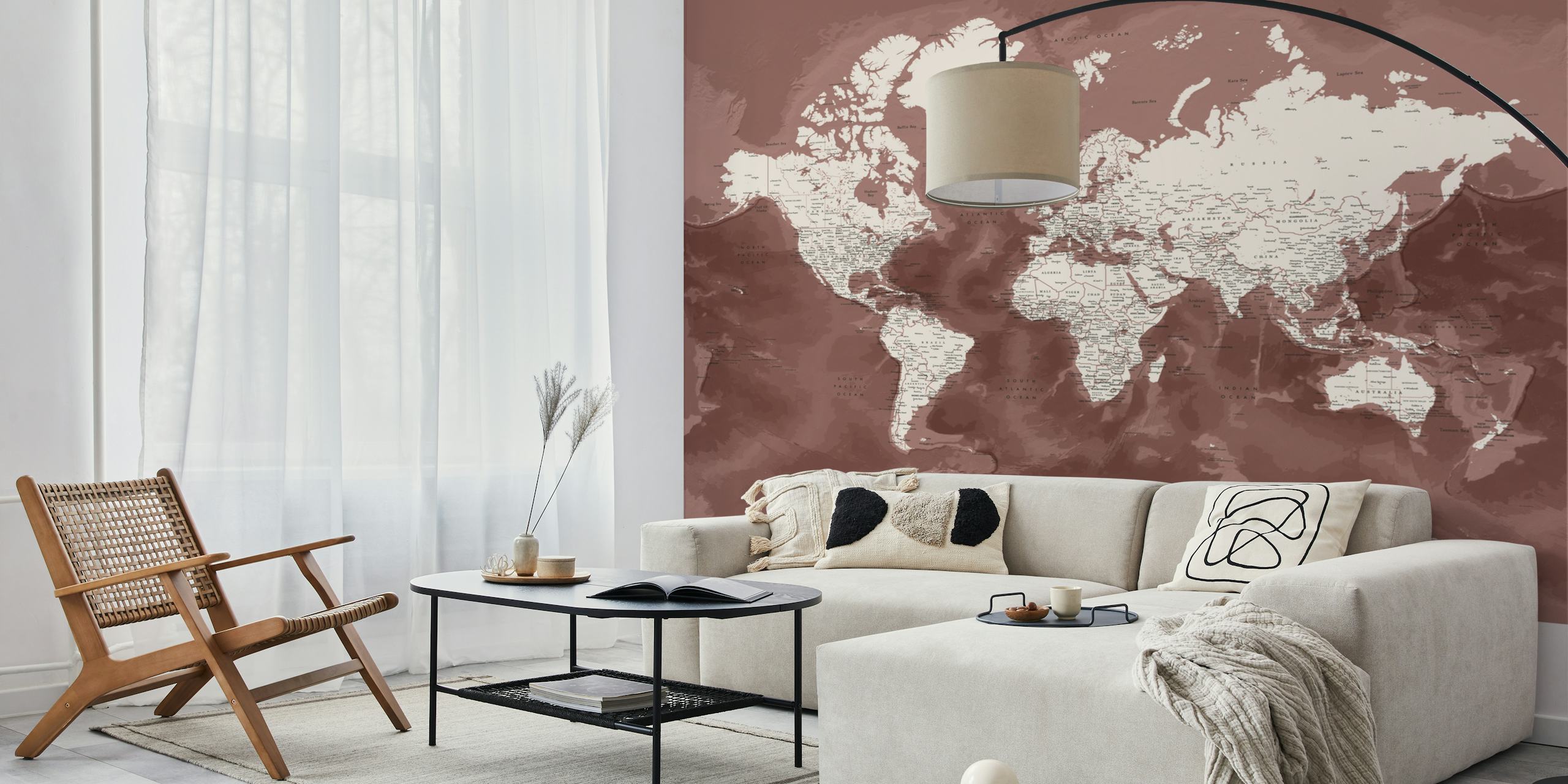 World map Hikmat Antarctica papel tapiz en una habitación
