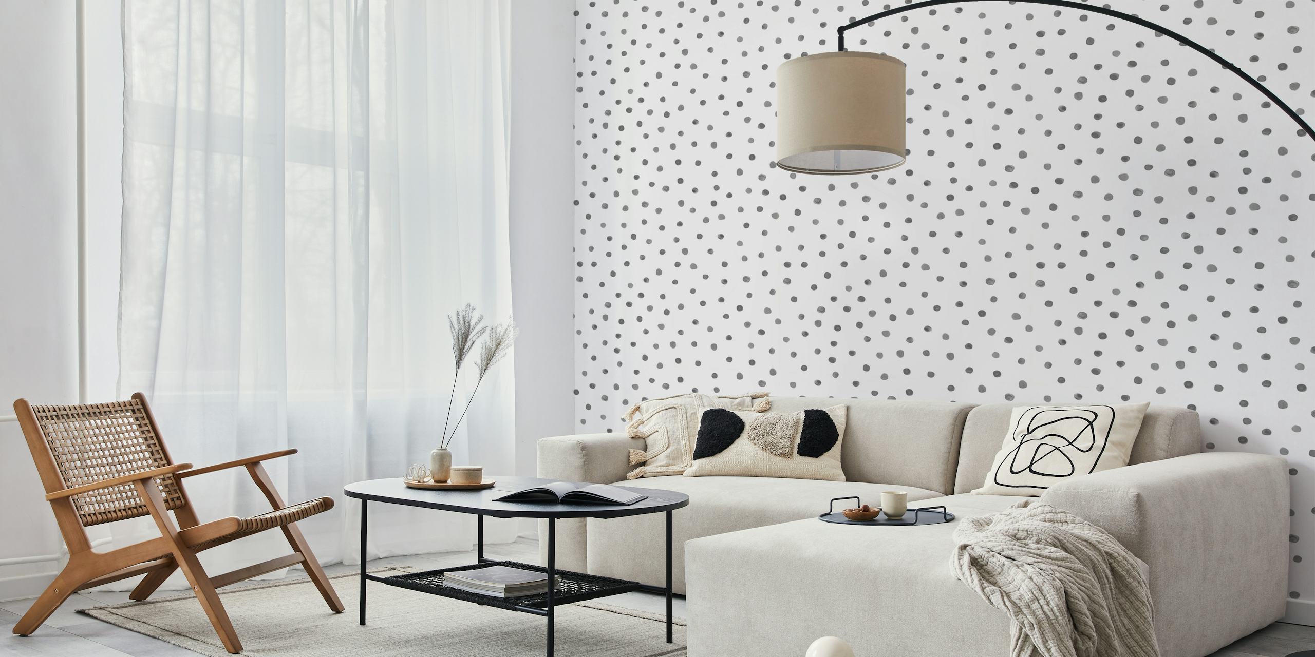 Fotomural vinílico de parede elegante com padrão de pontos aquarela para decoração de casa ou escritório